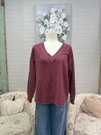 Burgandy Reverse Stitch Sweatshirt
