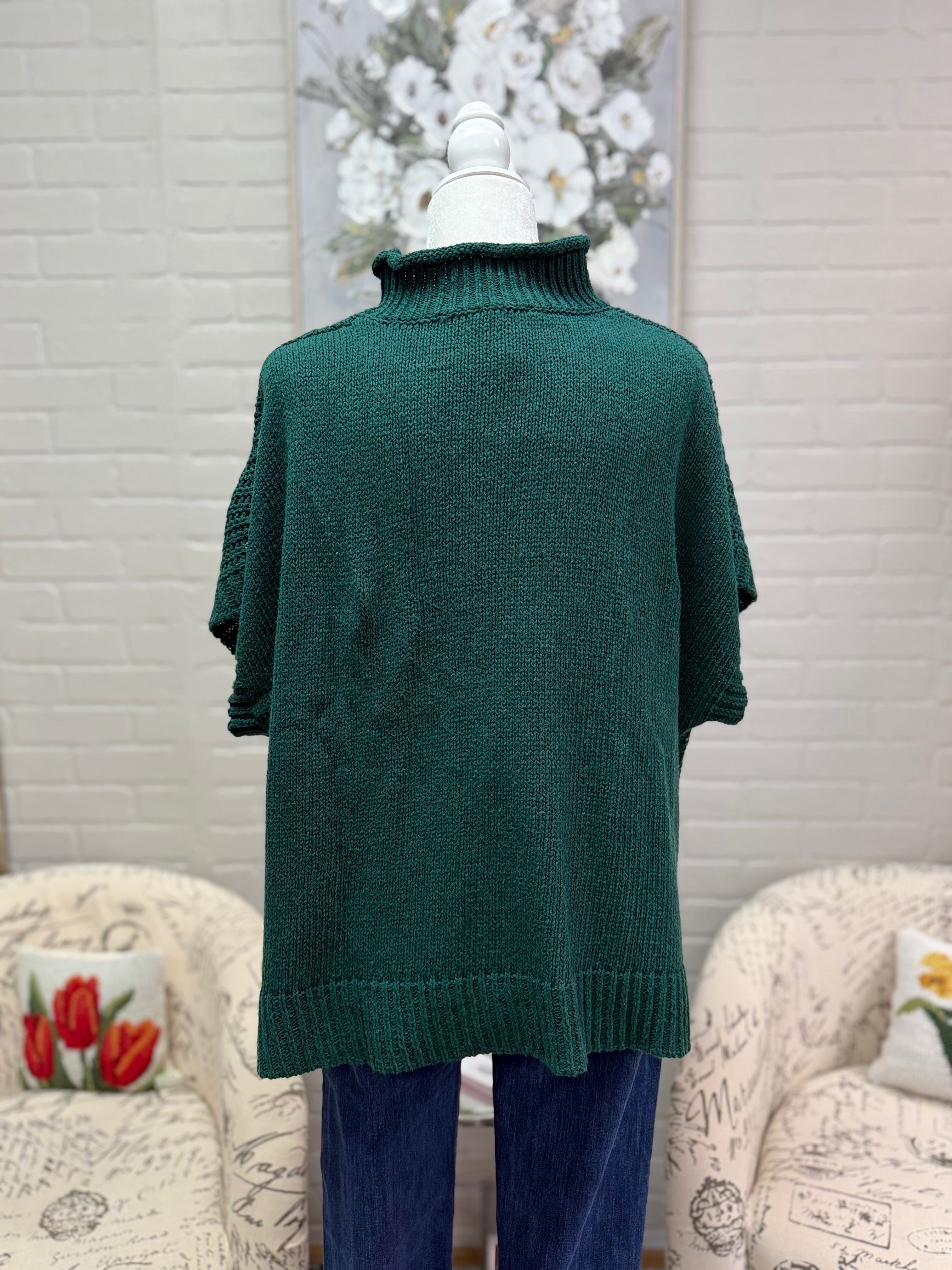 Green Sleeveless Mock Neck Sweater