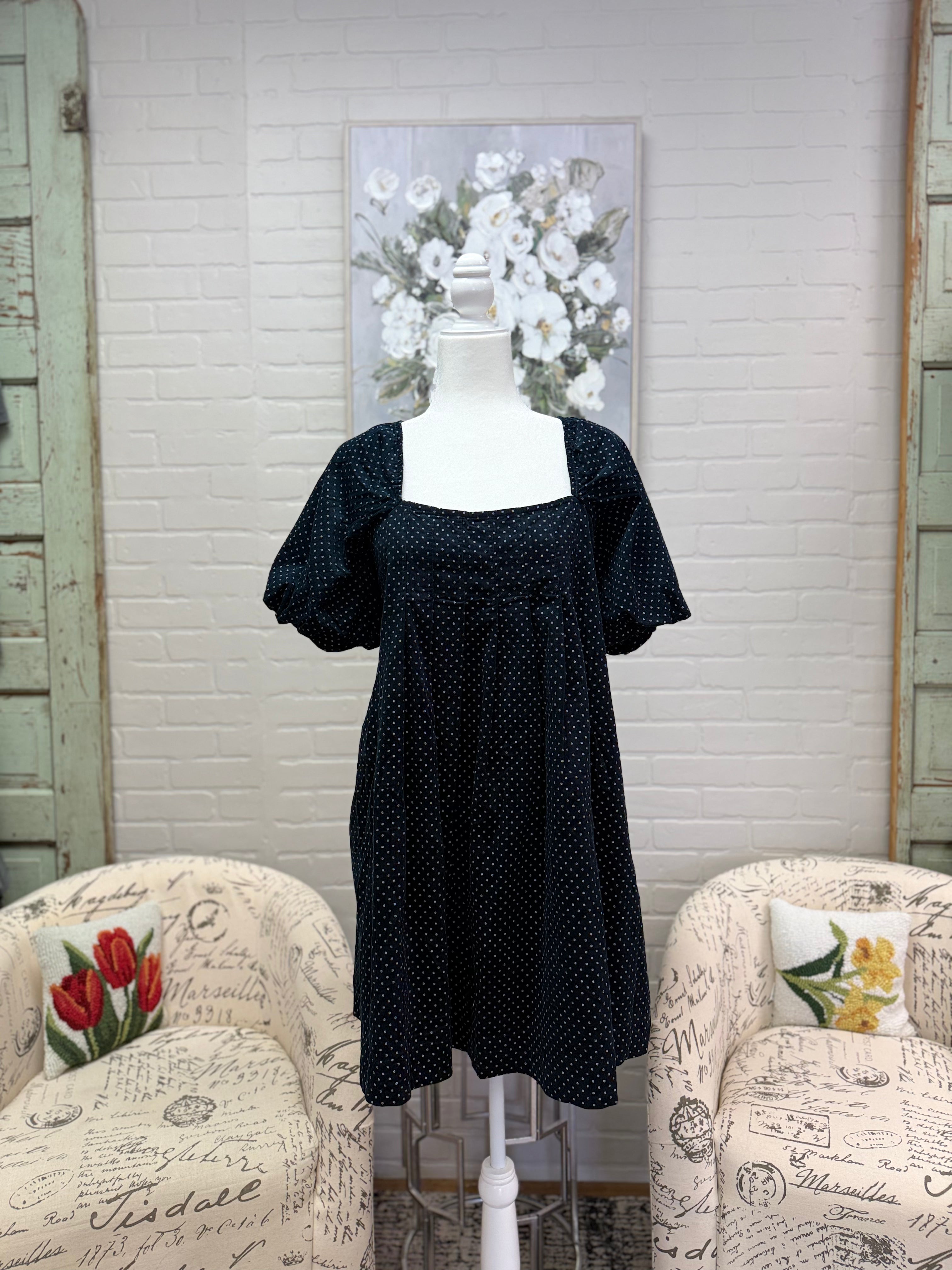 Navy Polka Dot Dress