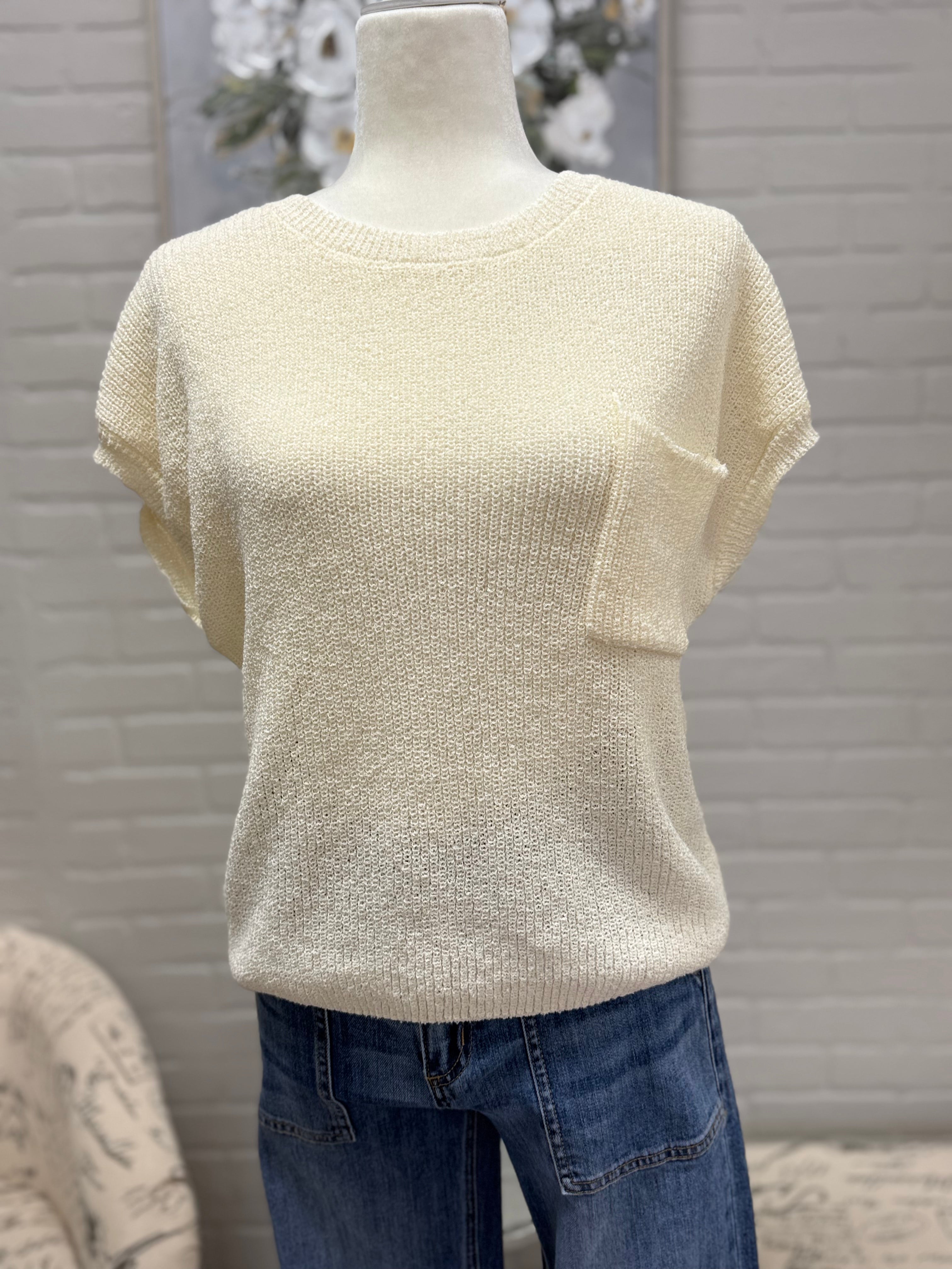 Cream Crewneck Batwing Sweater
