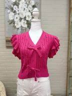Pink Flutter Sleeve Sweater