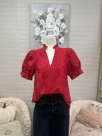 Red Embroidered Top
