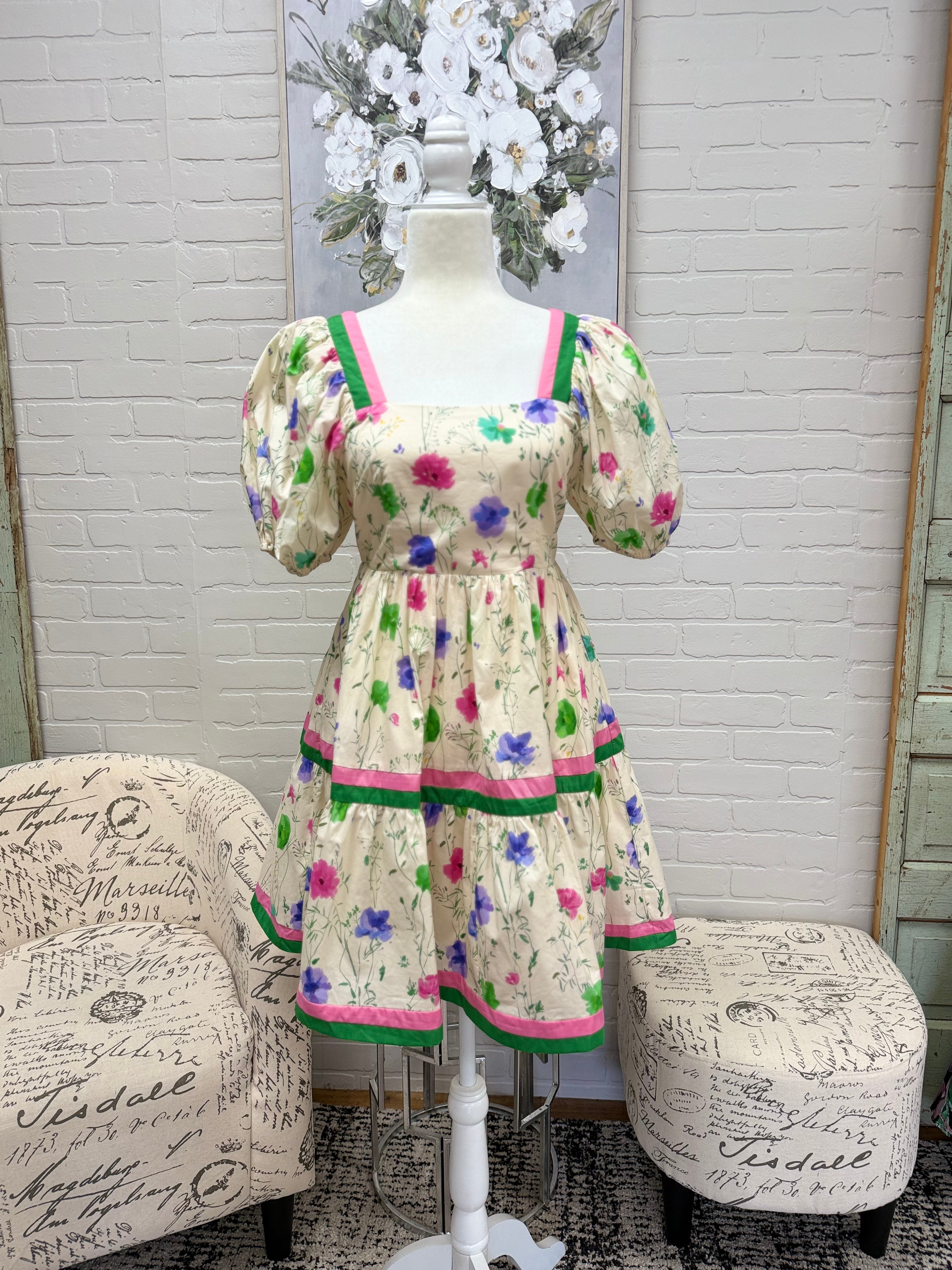 Ecru Floral Mini Dress