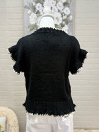 Black Crochet Flower Cardigan