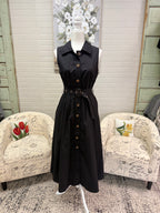 Black Belted Midi Dress