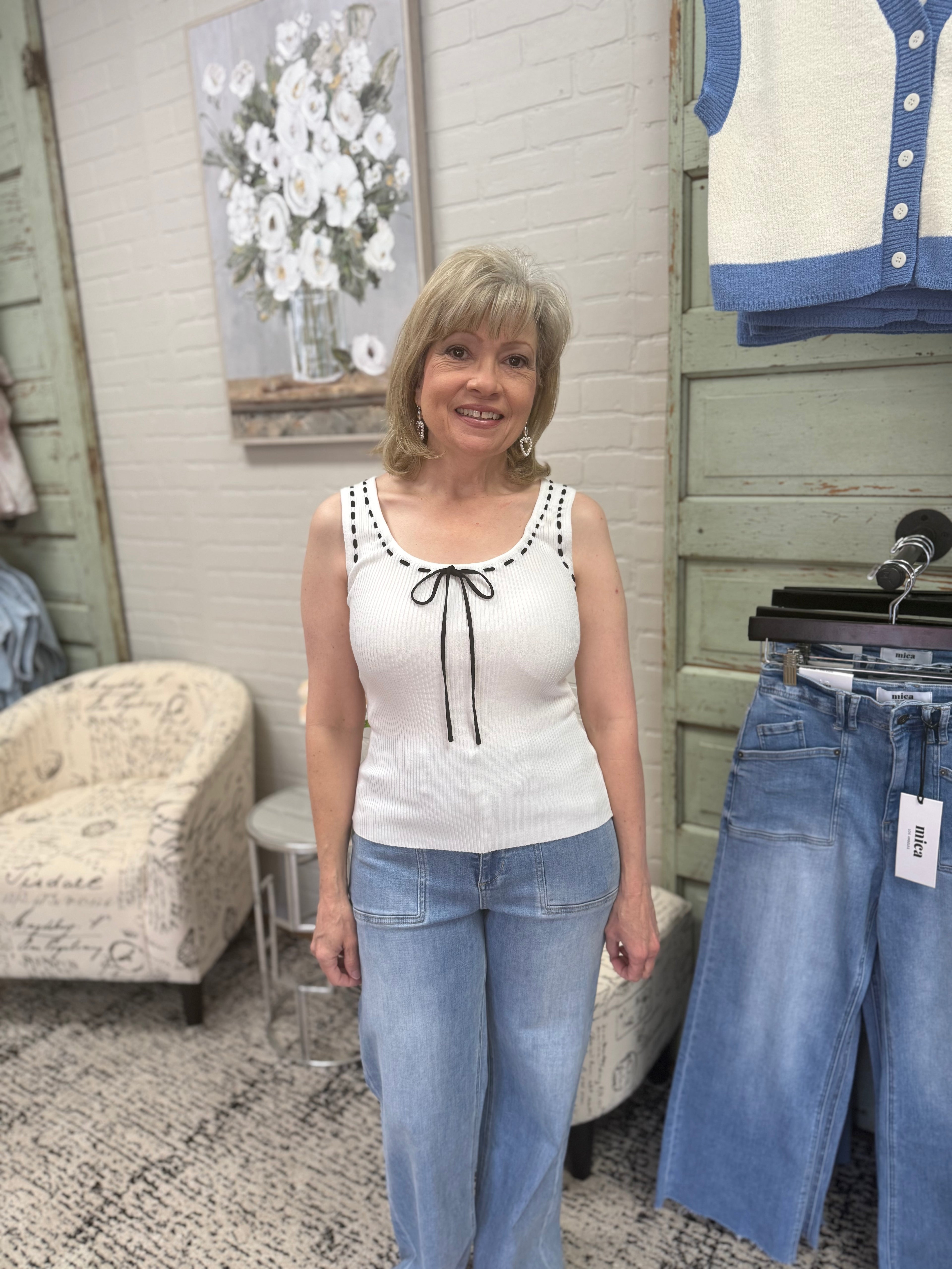 Tie Front Knit Tank Top