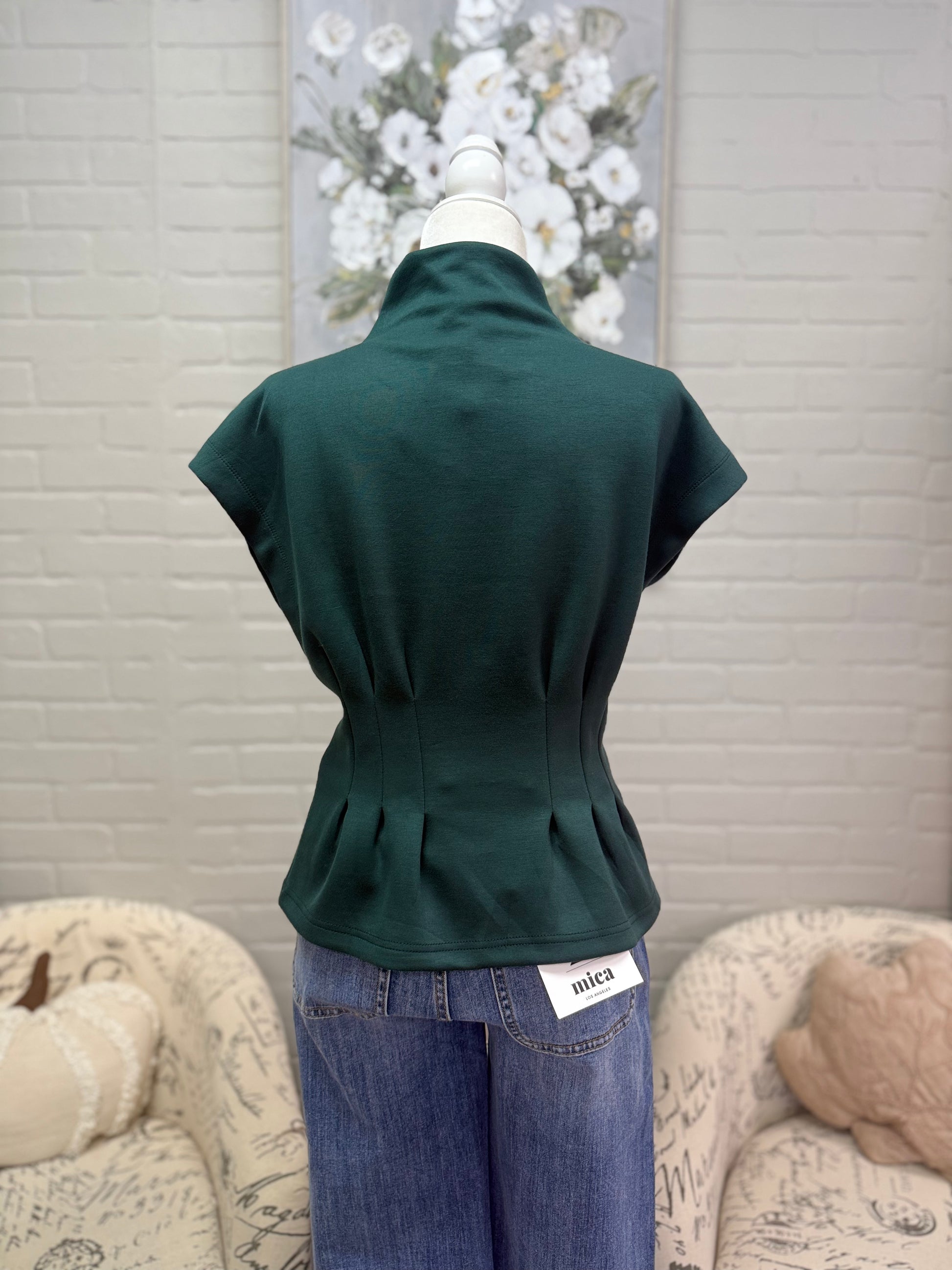 Hunter Green Pleated Top