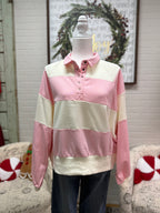 Pink Stripe Snap Pullover