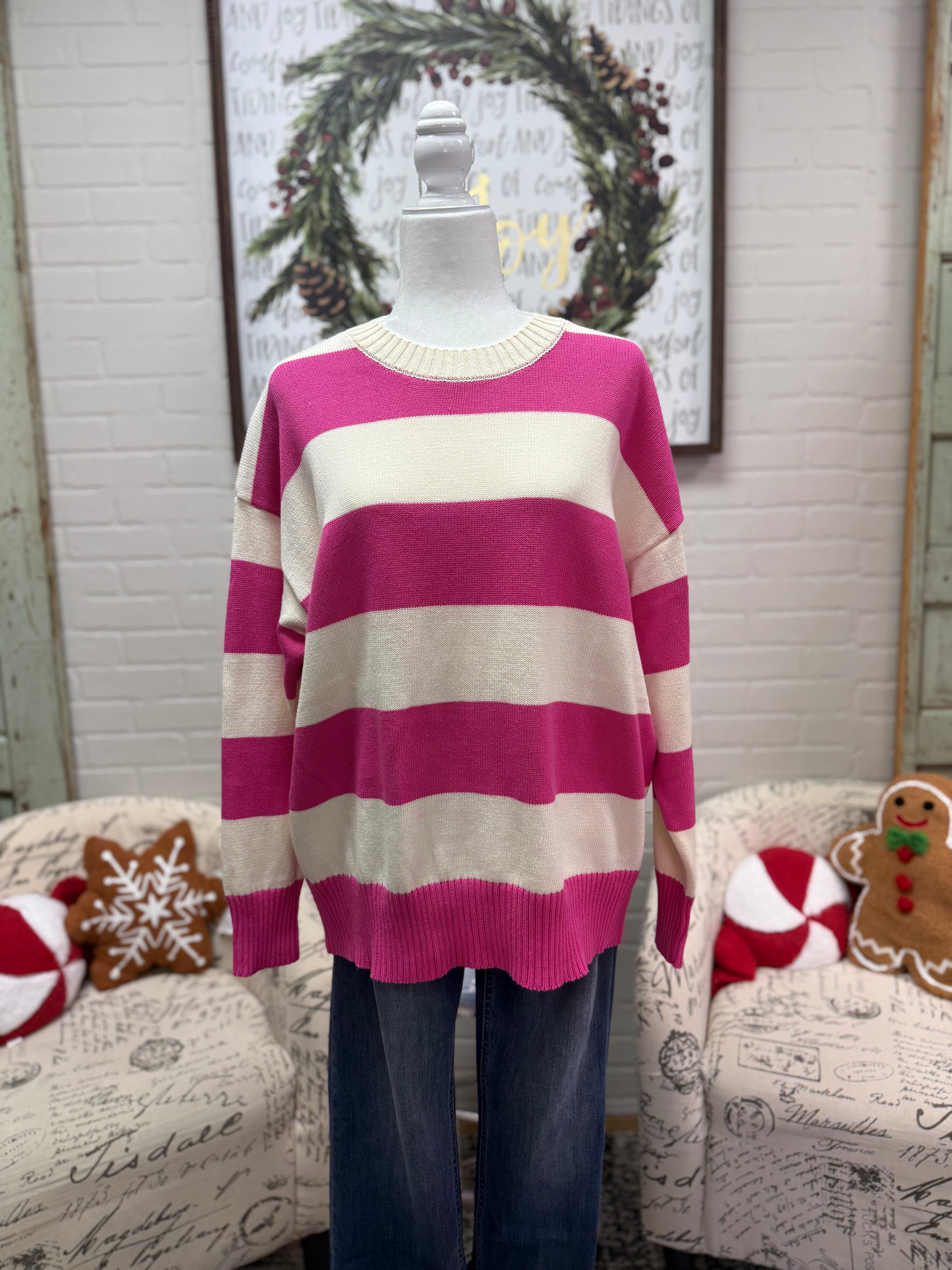 Cream & Pink Sweater