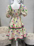 Ecru Floral Mini Dress