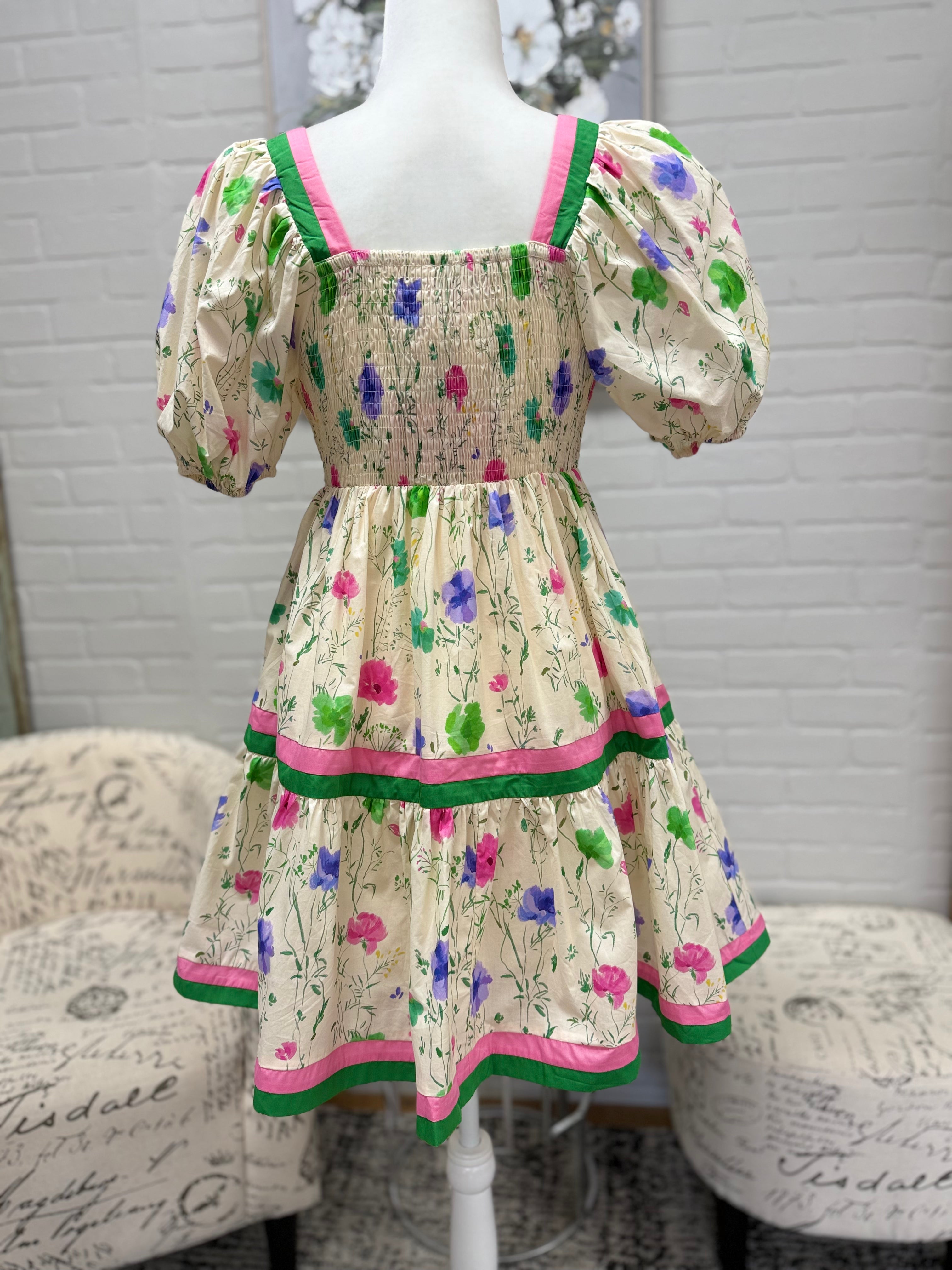 Ecru Floral Mini Dress