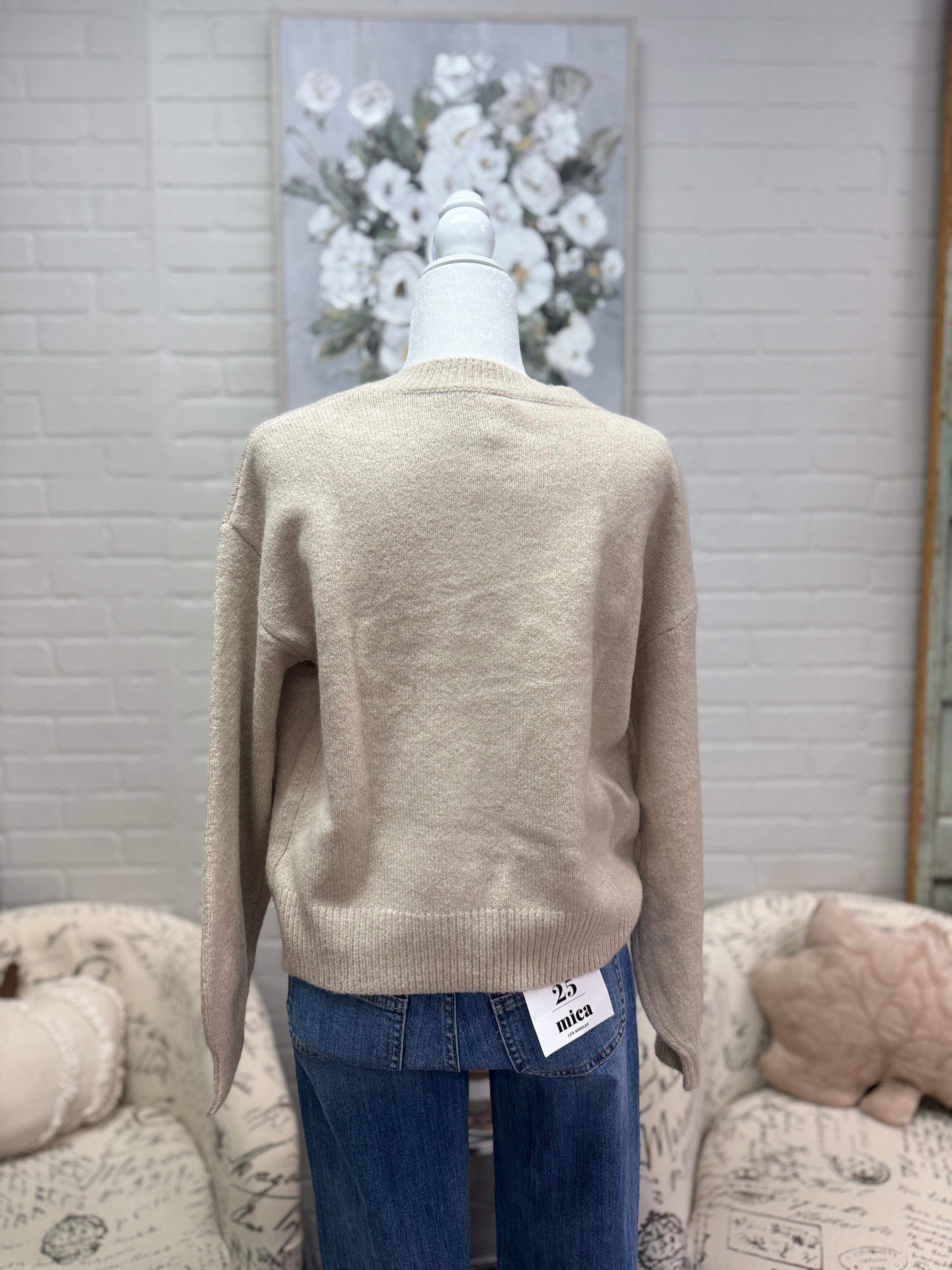Taupe Rosette Sweater