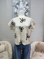 Ivory Bow Sleeveless Sweater