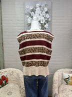 Leopard Striped Sleeveless Pullover