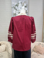 Garnet Contrast Trim Top