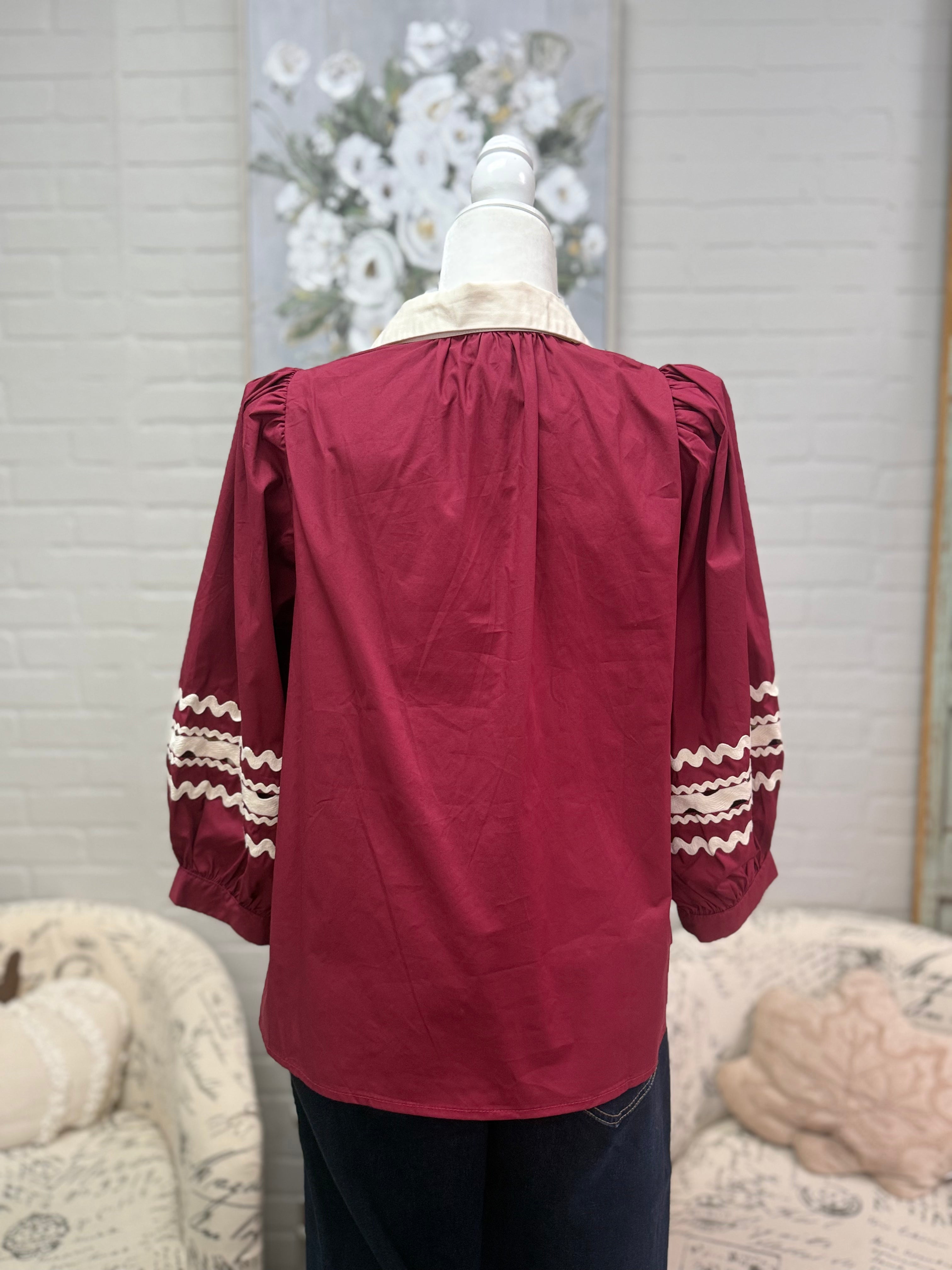 Garnet Contrast Trim Top