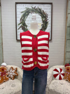 Red Stripe Sweater Vest