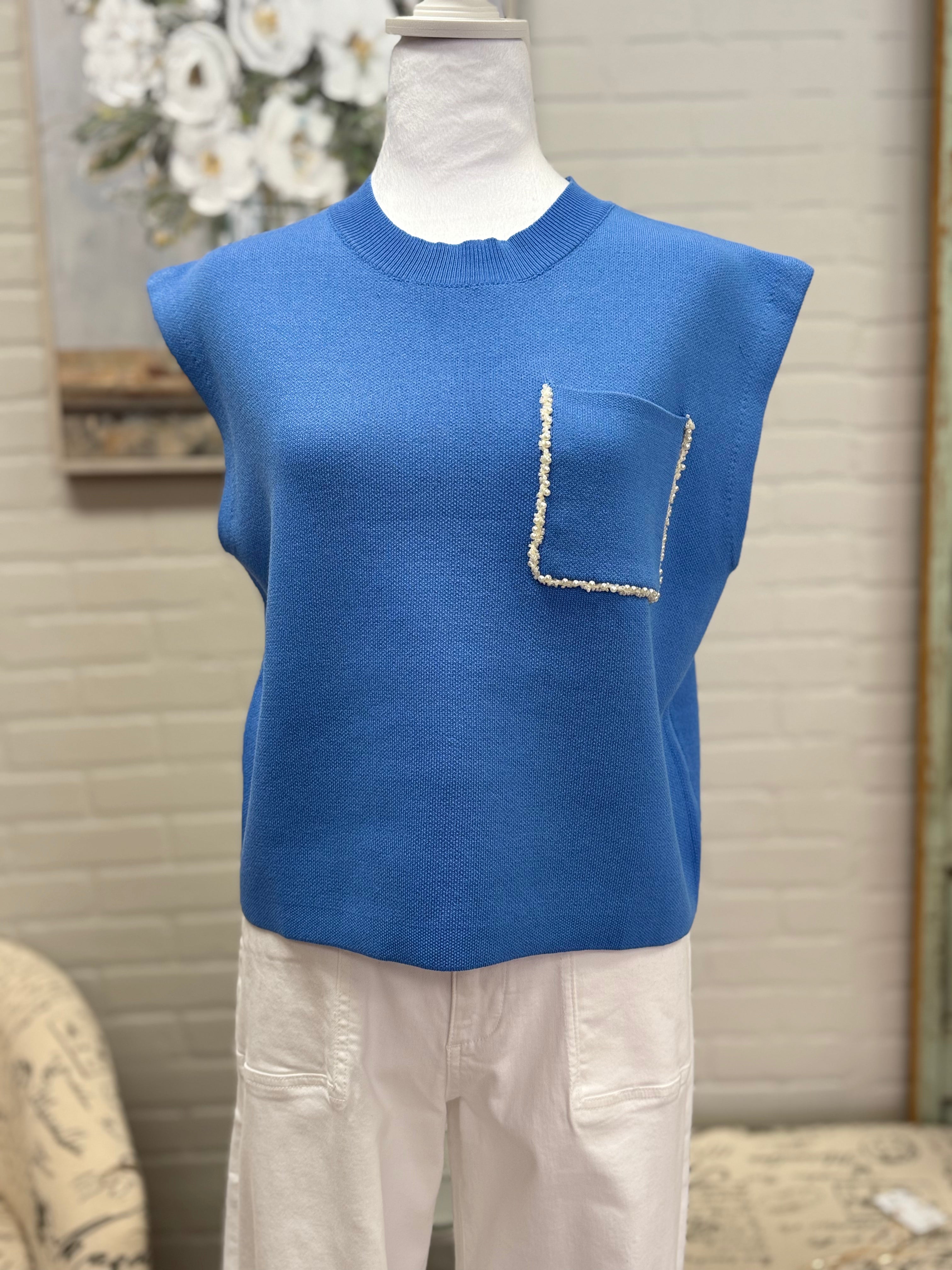 Blue Pearl Pocket Sweater