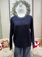 Navy Cable Knit Sweater