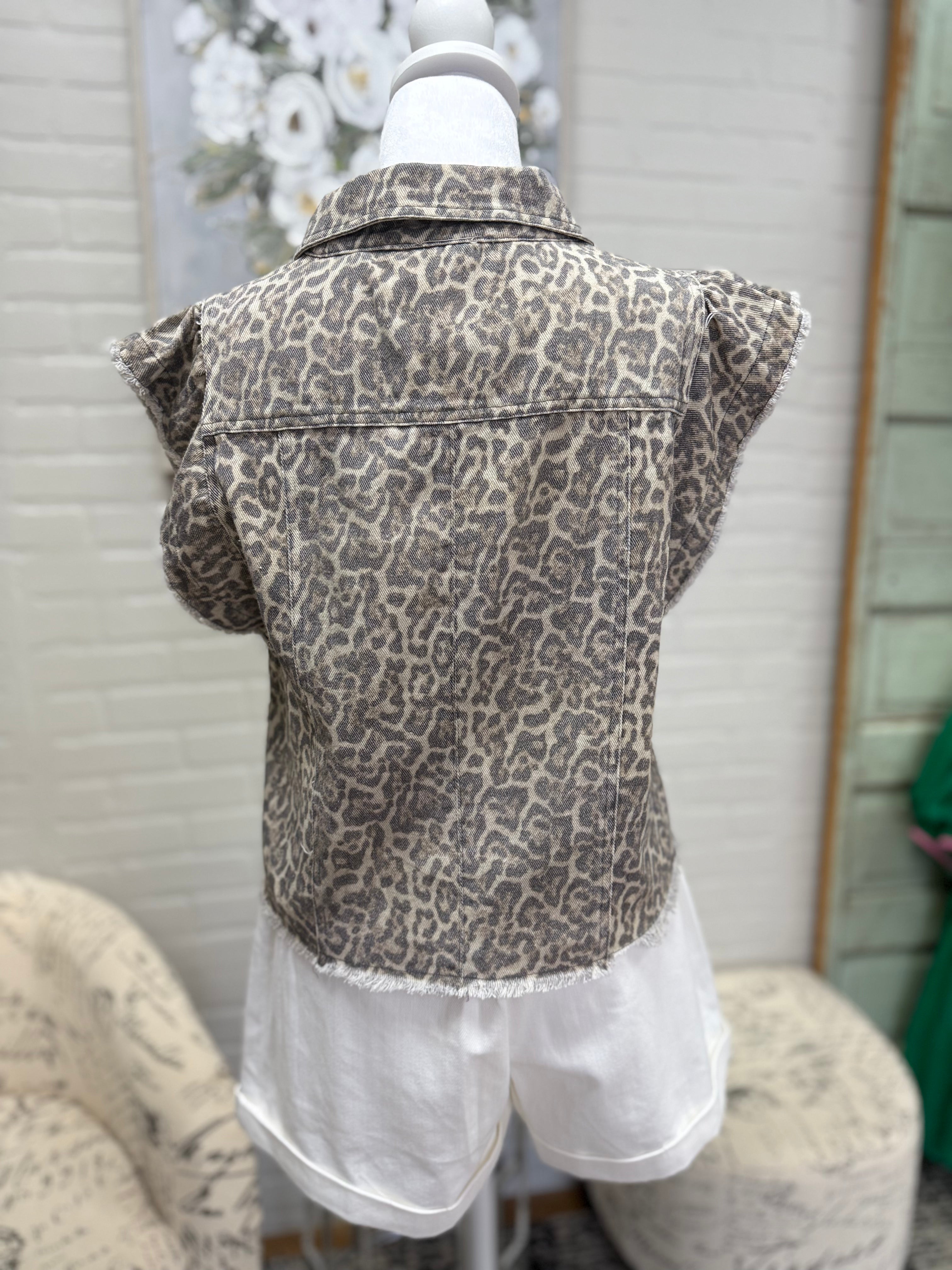 Leopard Denim Vest