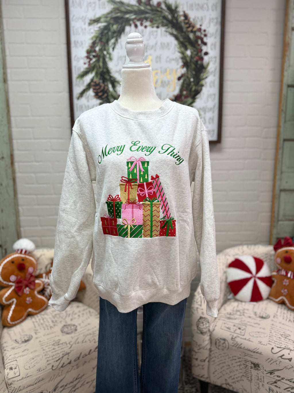 Embroidered Christmas Tree Sweatshrt