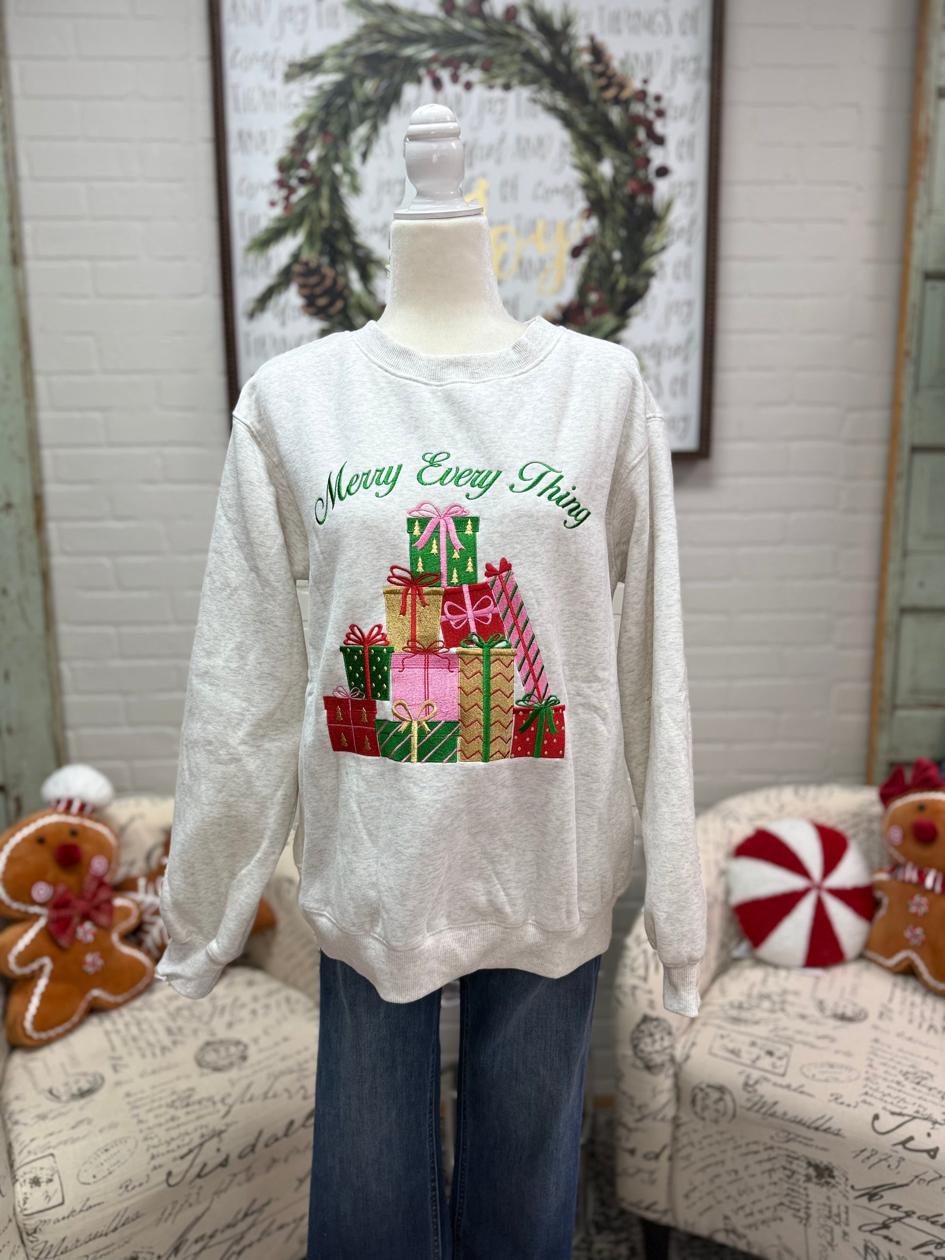 Embroidered Christmas Tree Sweatshrt