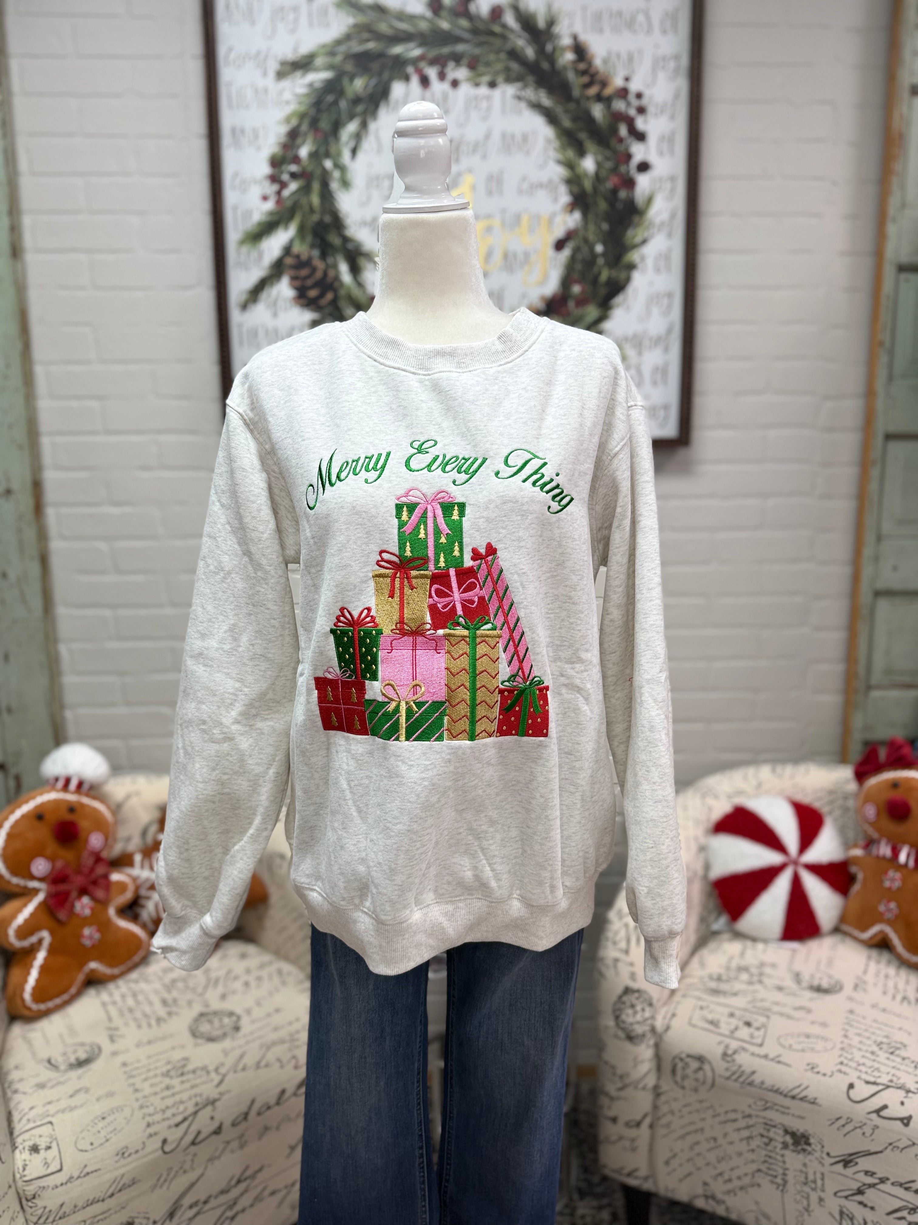 Embroidered Christmas Tree Sweatshrt