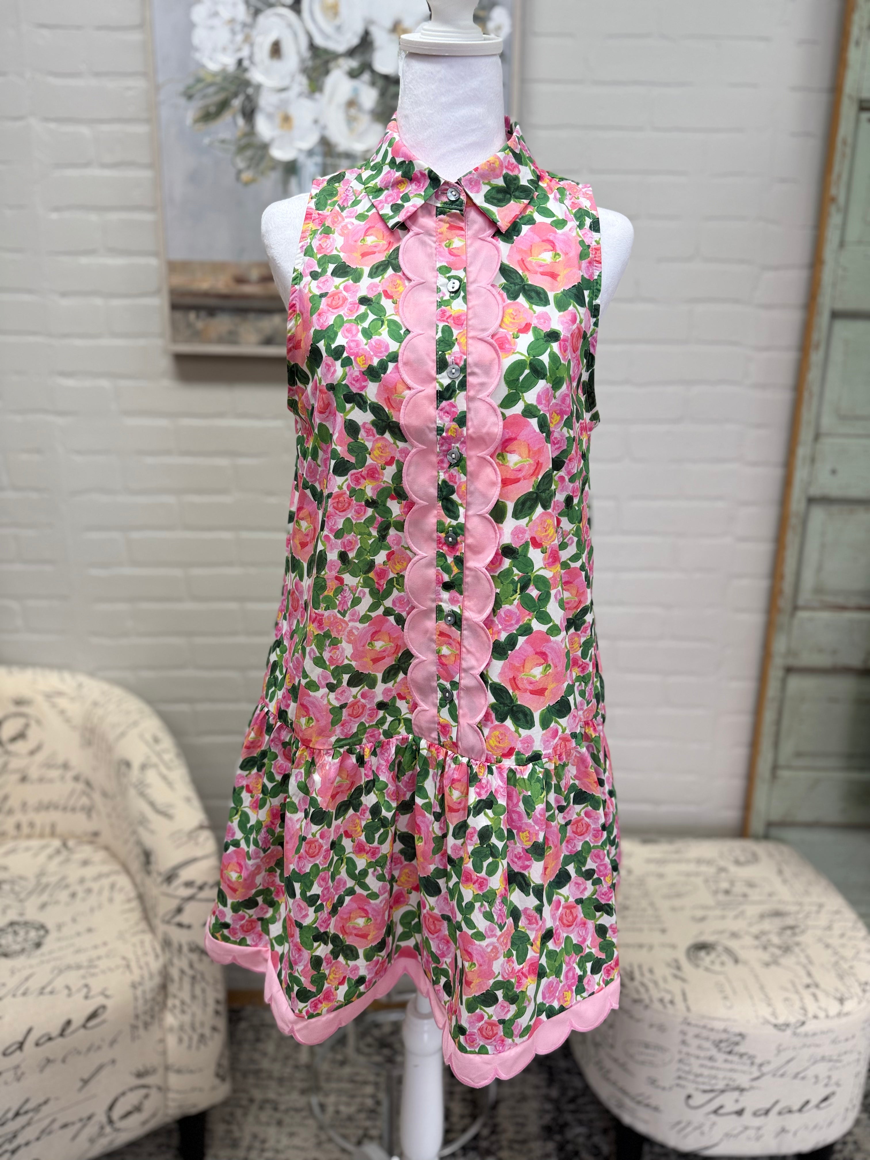 Collared Pink Floral Dress