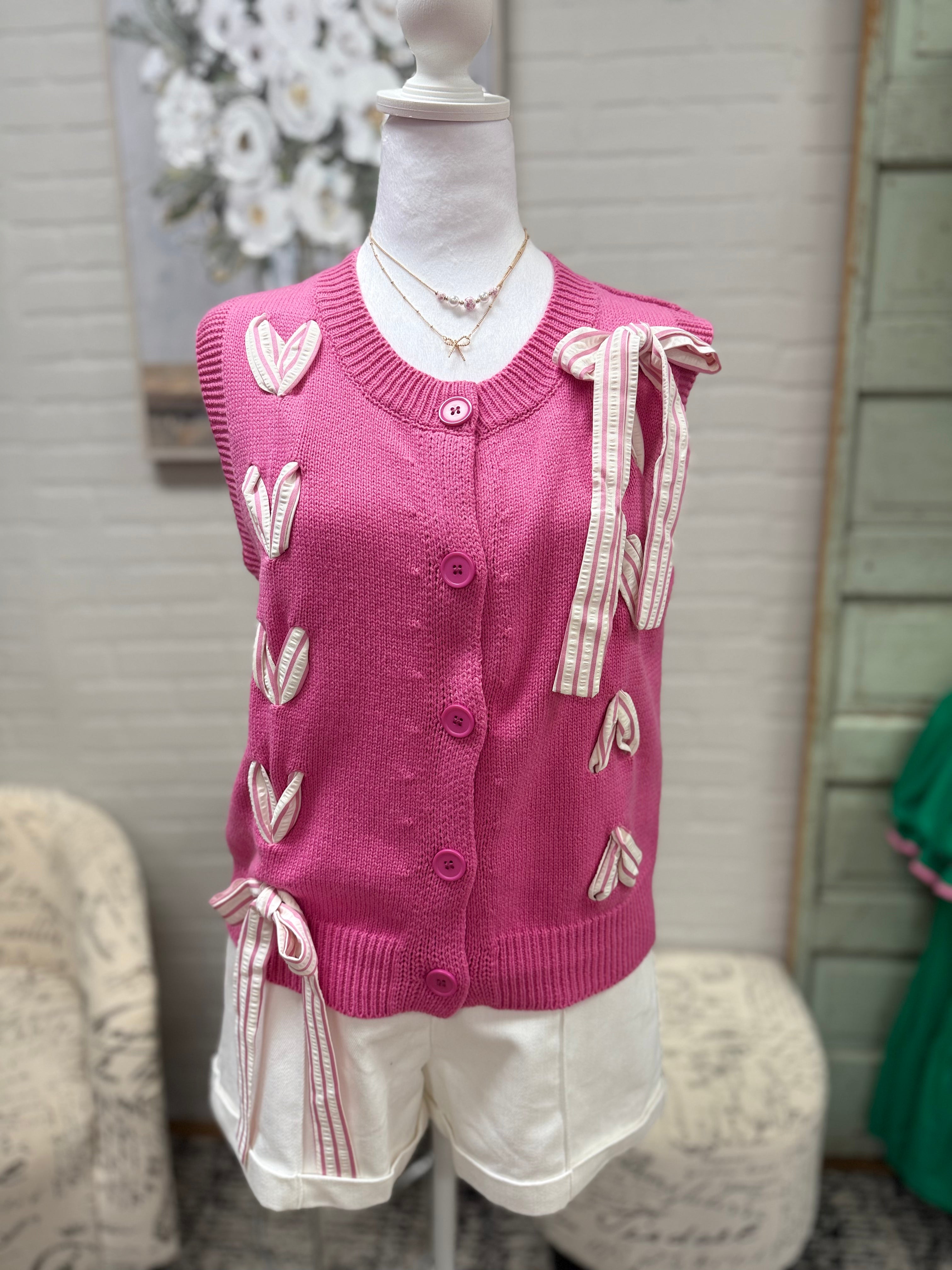 Pink Laced Up Sweater