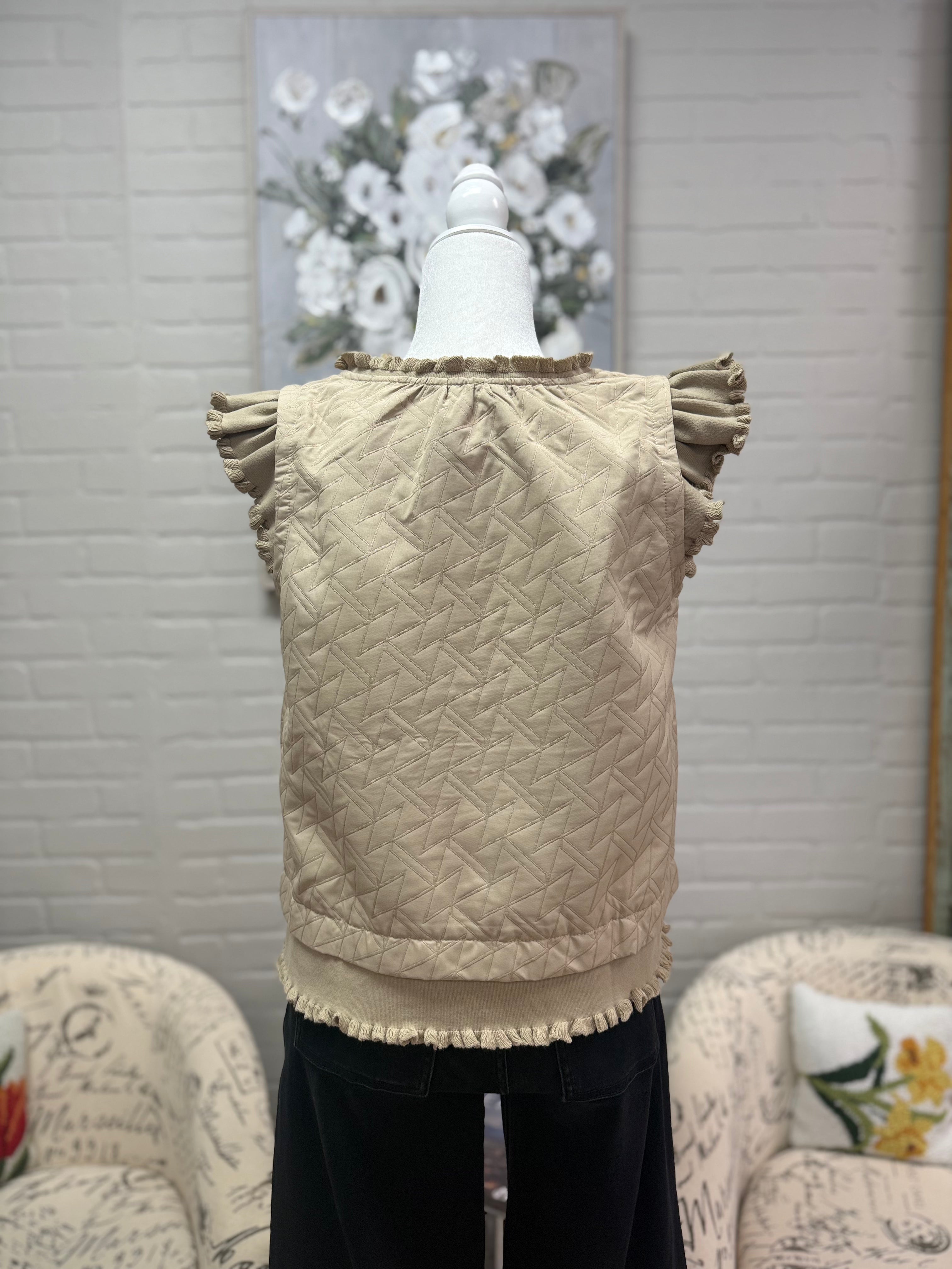 Taupe Ruffle Vest