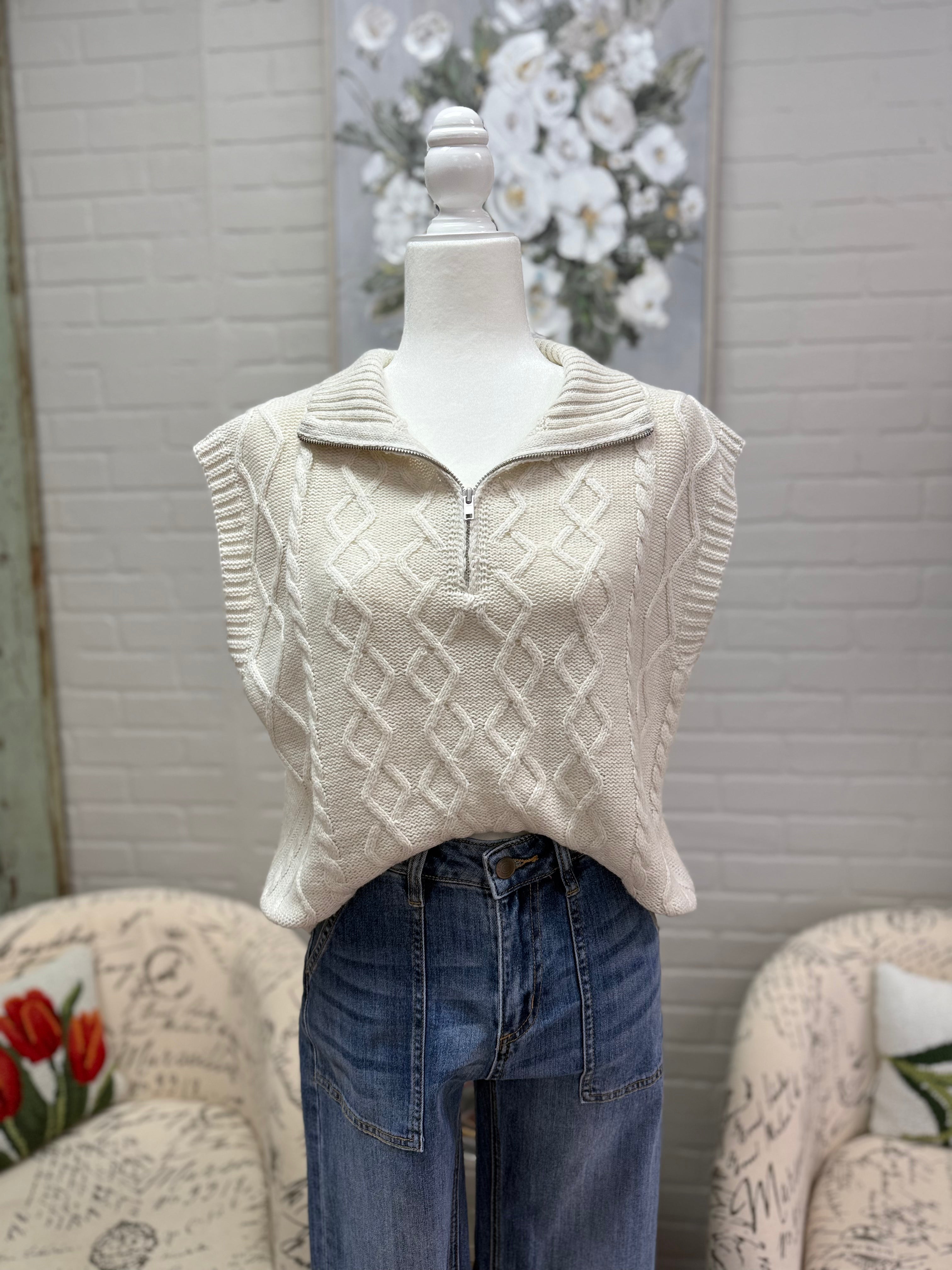 Cream Cable Knit Sweater