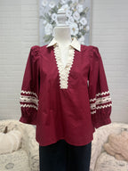 Garnet Contrast Trim Top