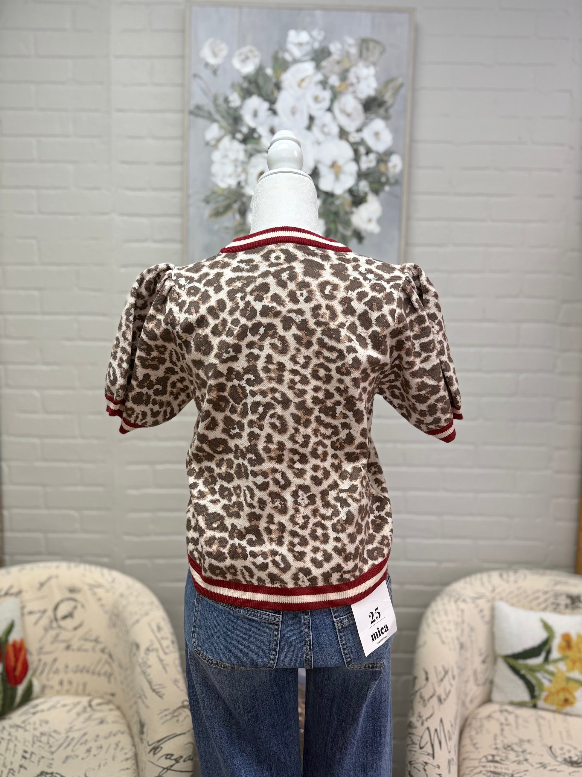 Leopard Sweater w/ Red Band