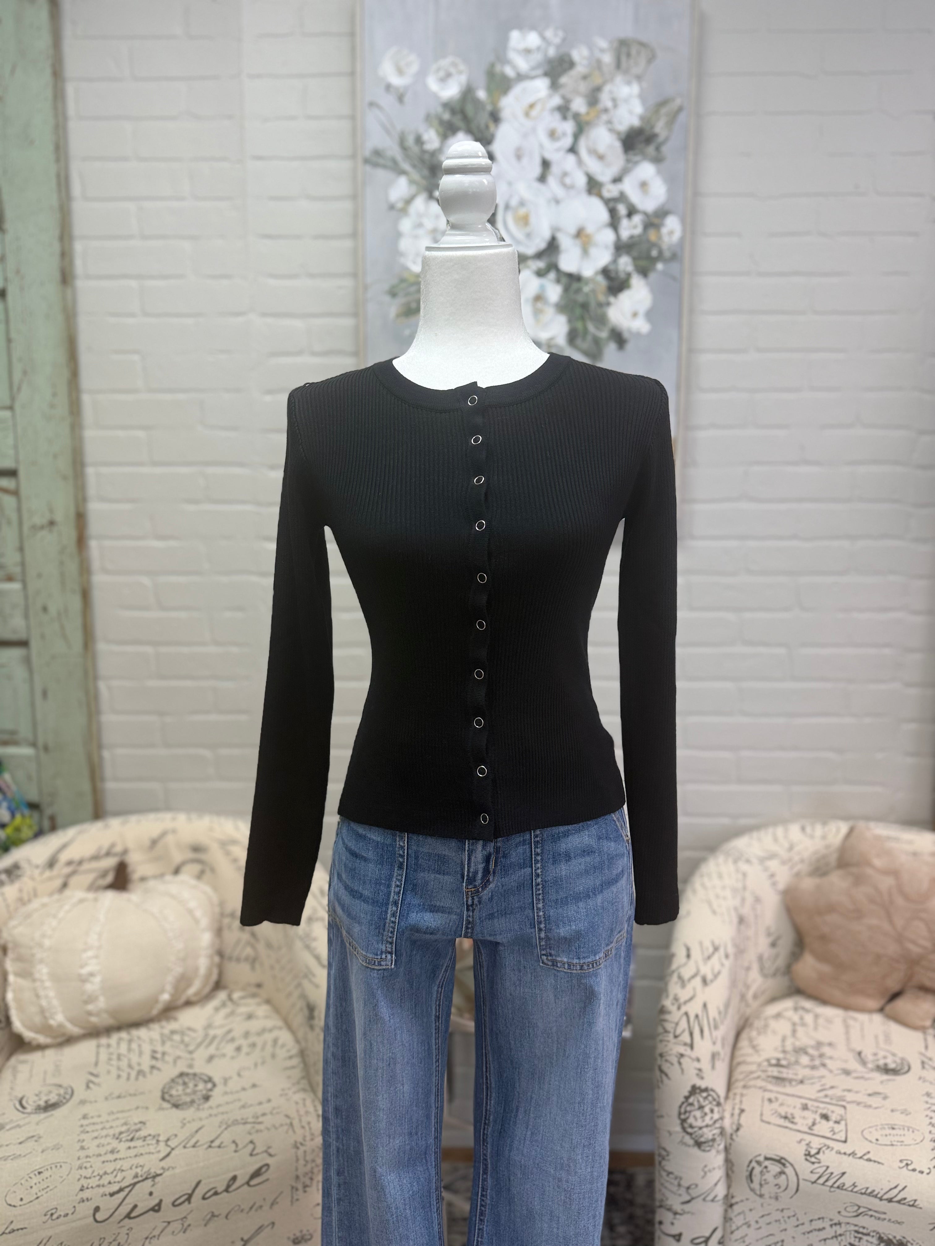 Black Button Down Cardigan