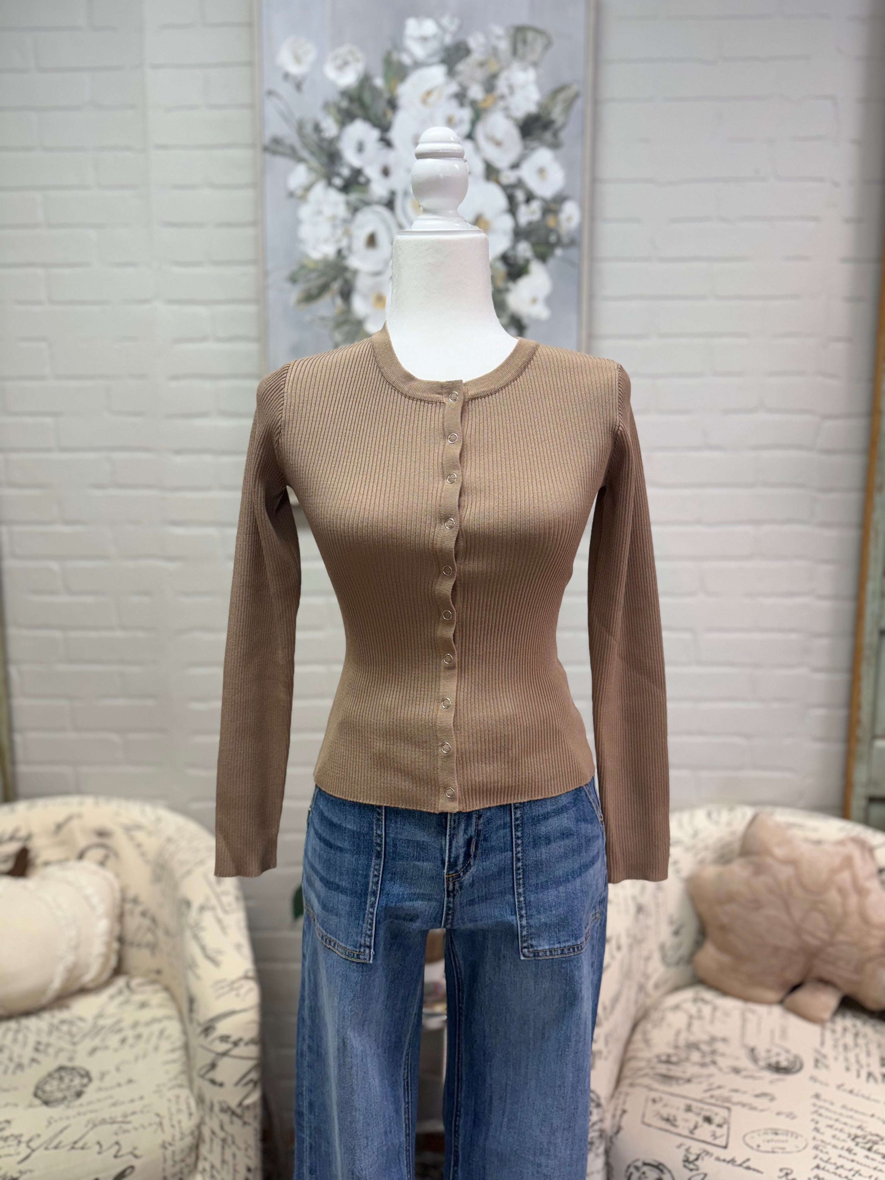 Mocha Button Down Cardigan