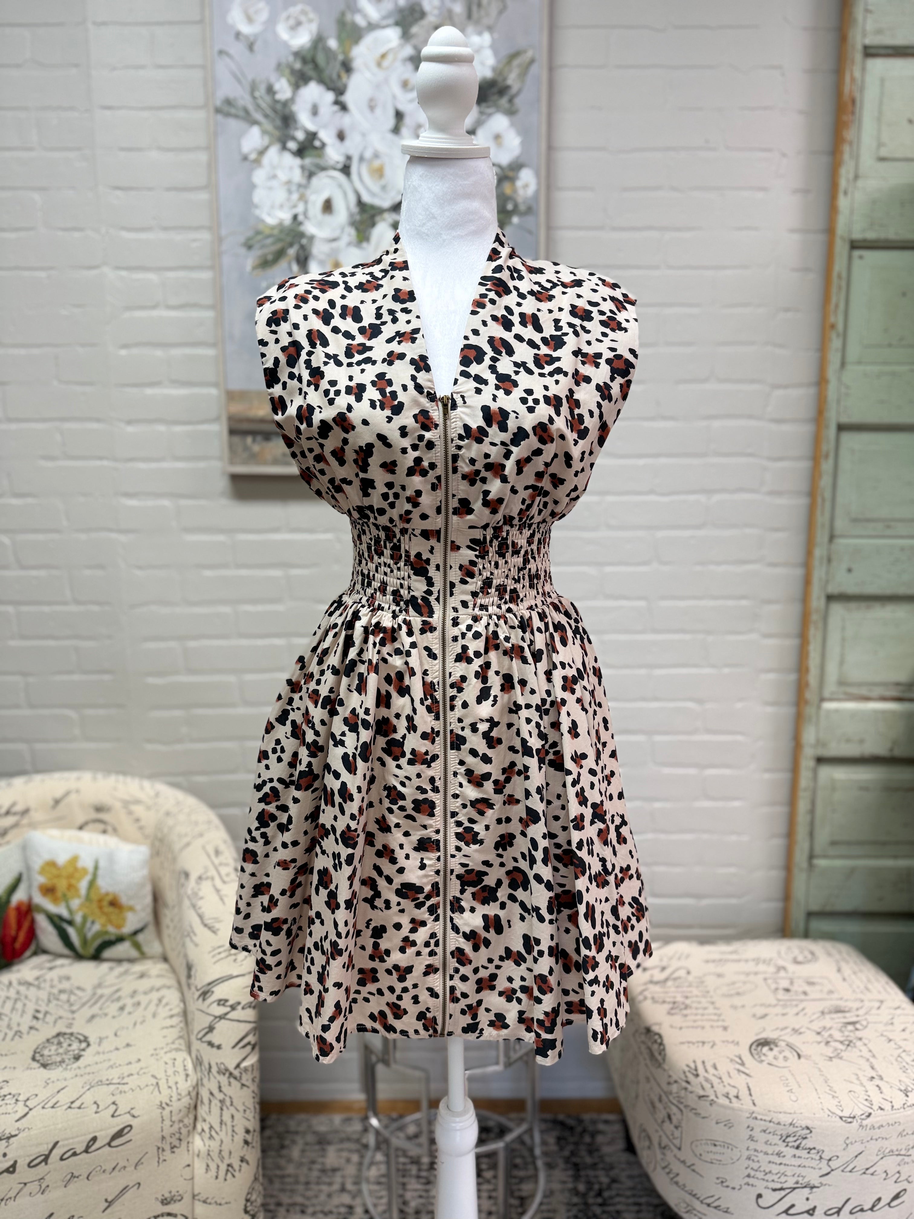 Leopard Zip Mini Dress