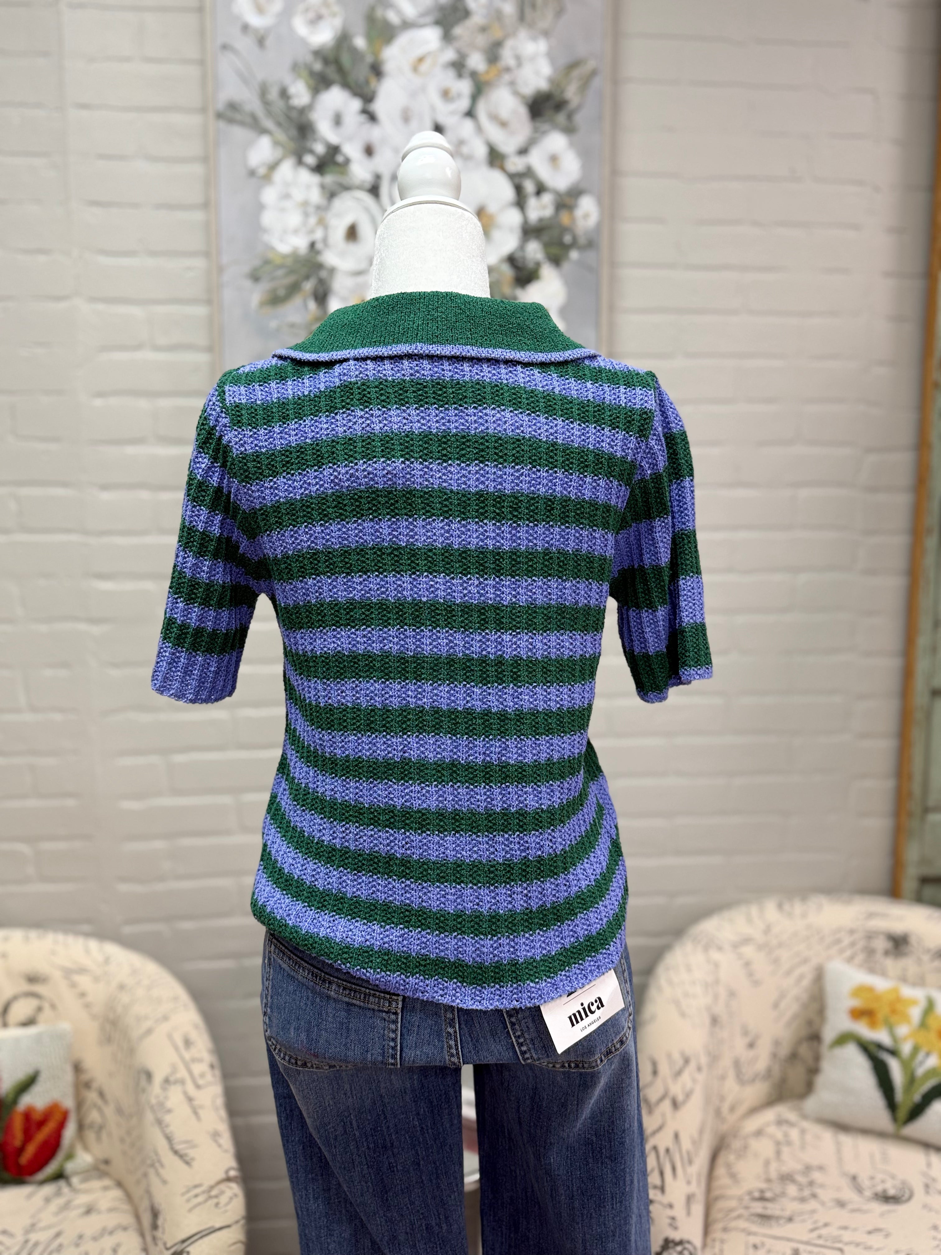 Green and Purple Striped Sweater