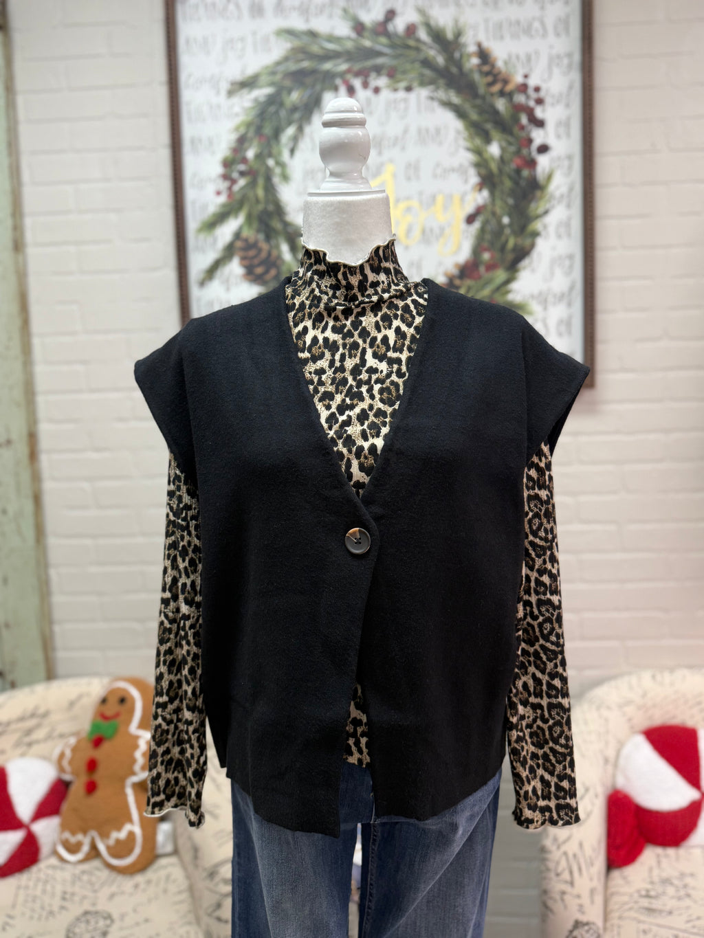 Black Oversized  Sweater Vest