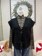 Black Oversized  Sweater Vest