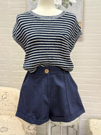 Navy Pleated Short