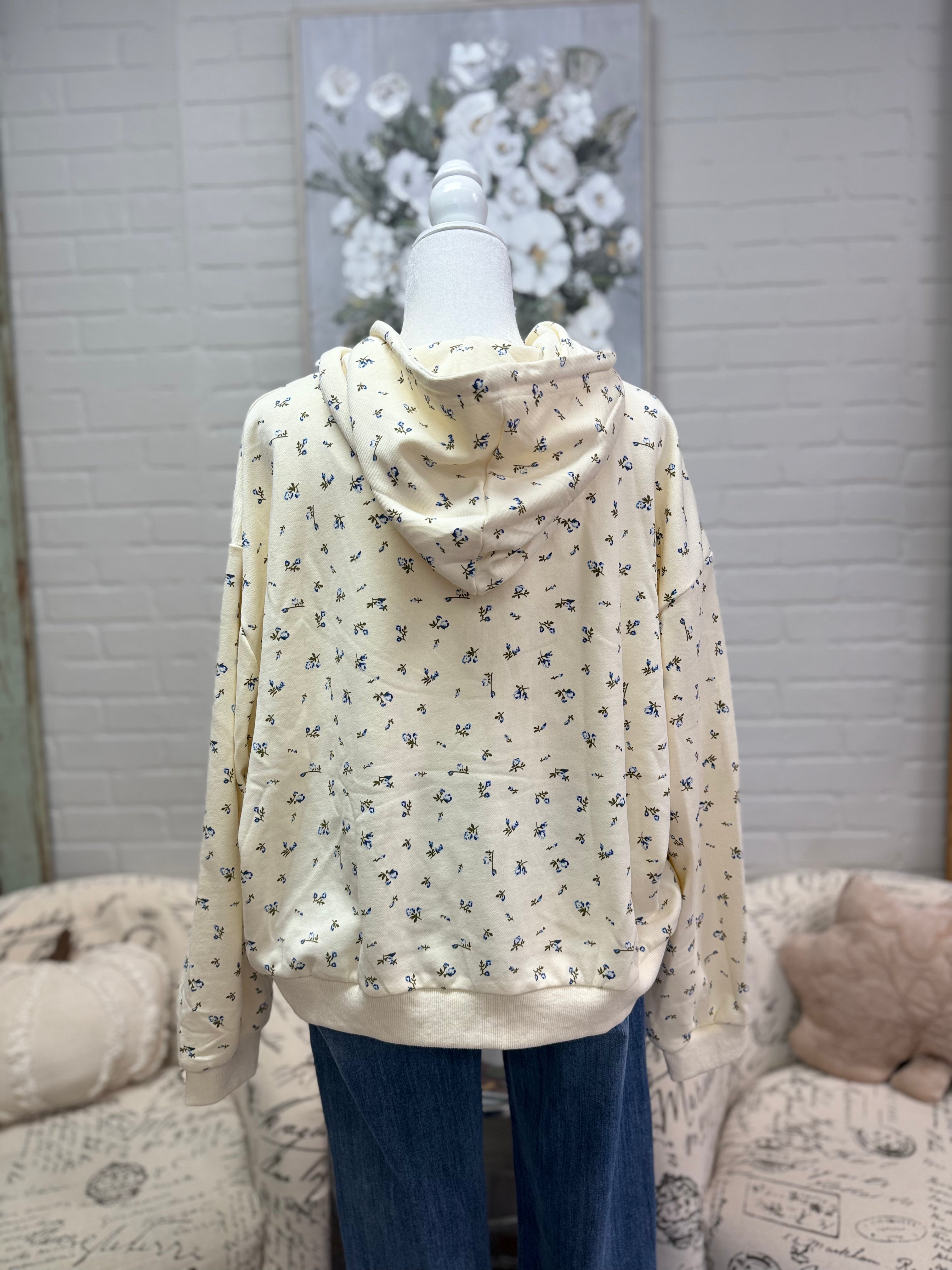 Cream & Blue Floral Sweatshirt