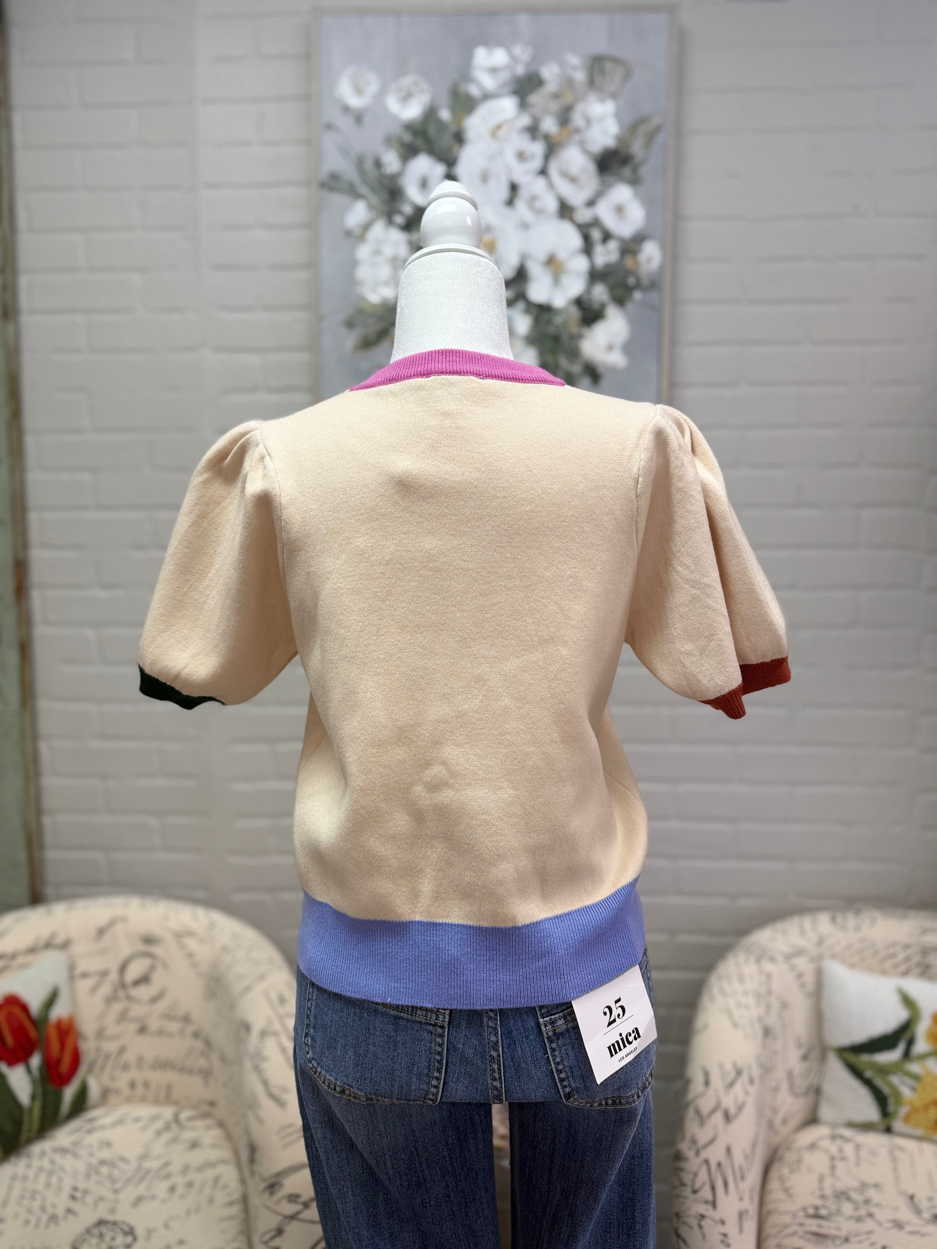 Cream Colorblock Sweater