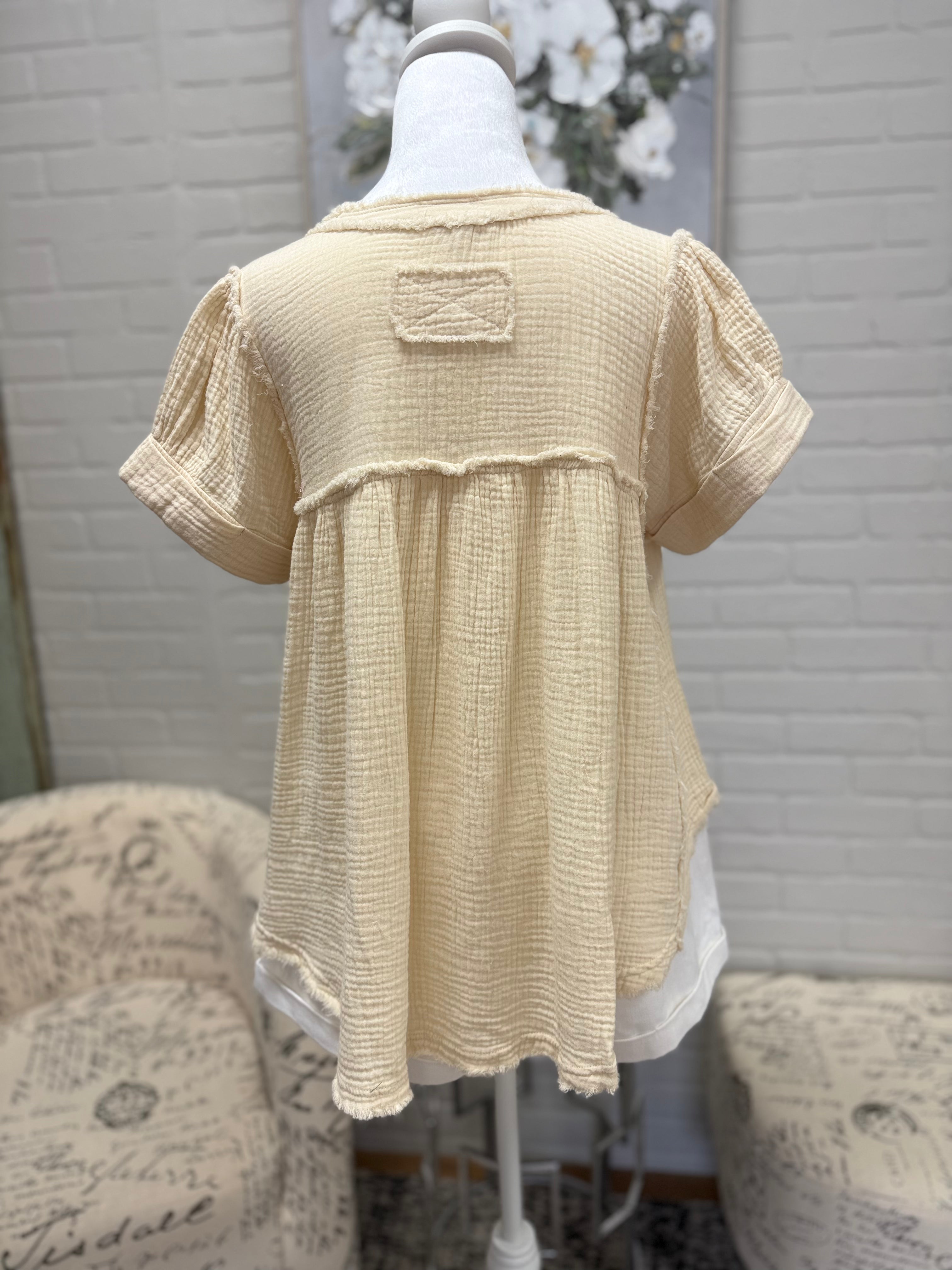 Natural Cotton Gauze Blouse