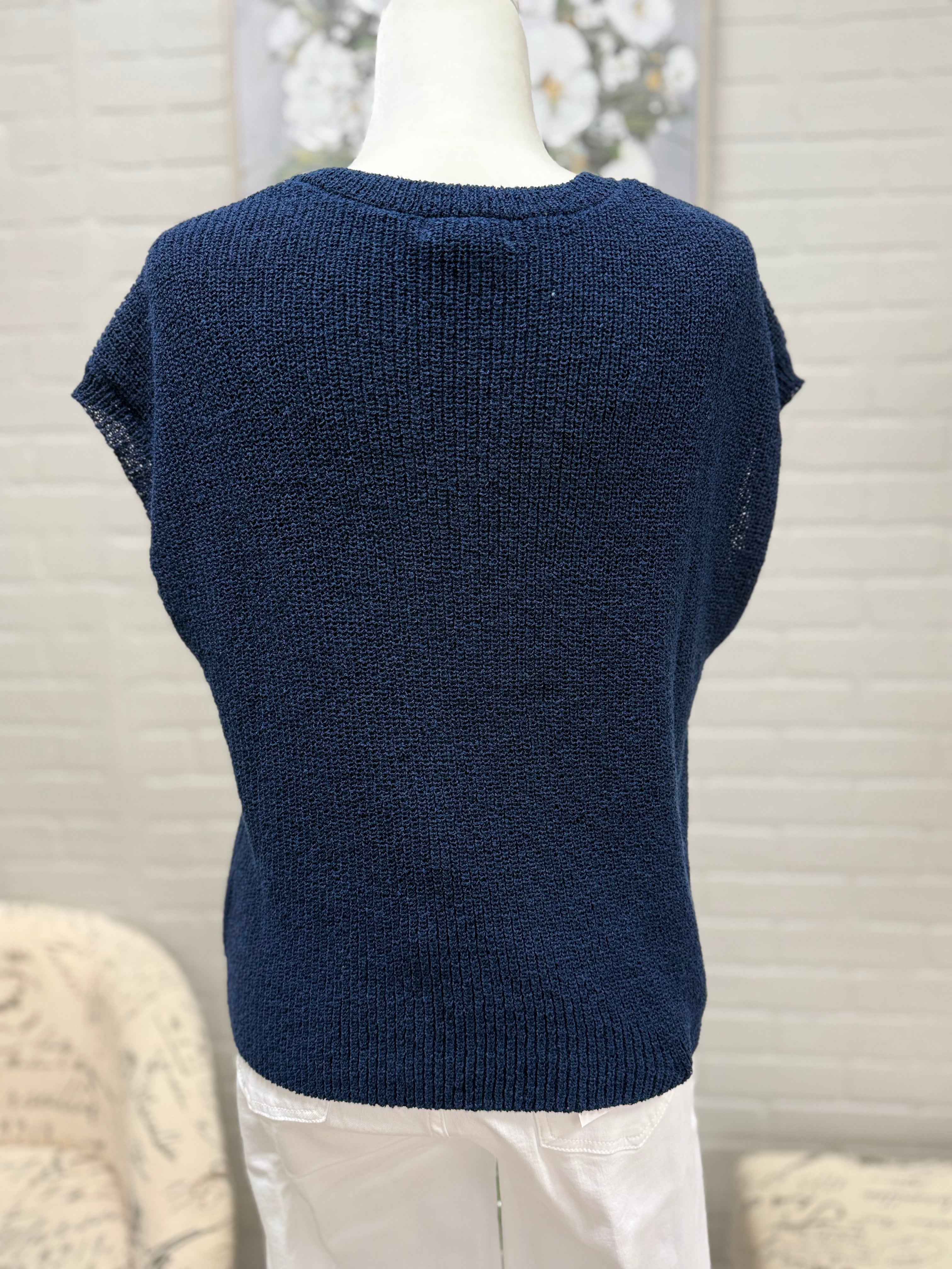 Navy Crewneck Batwing Sweater