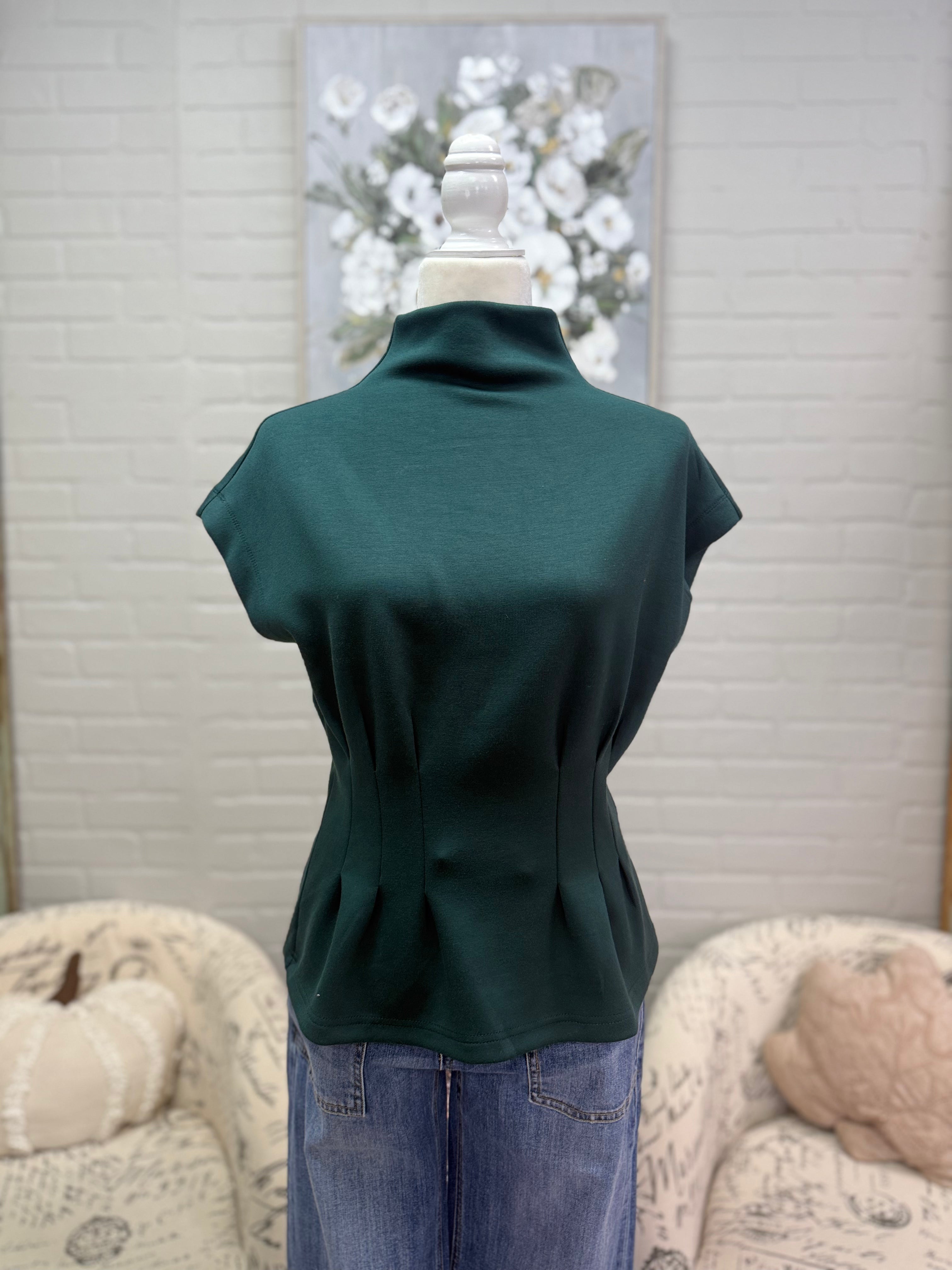 Hunter Green Pleated Top