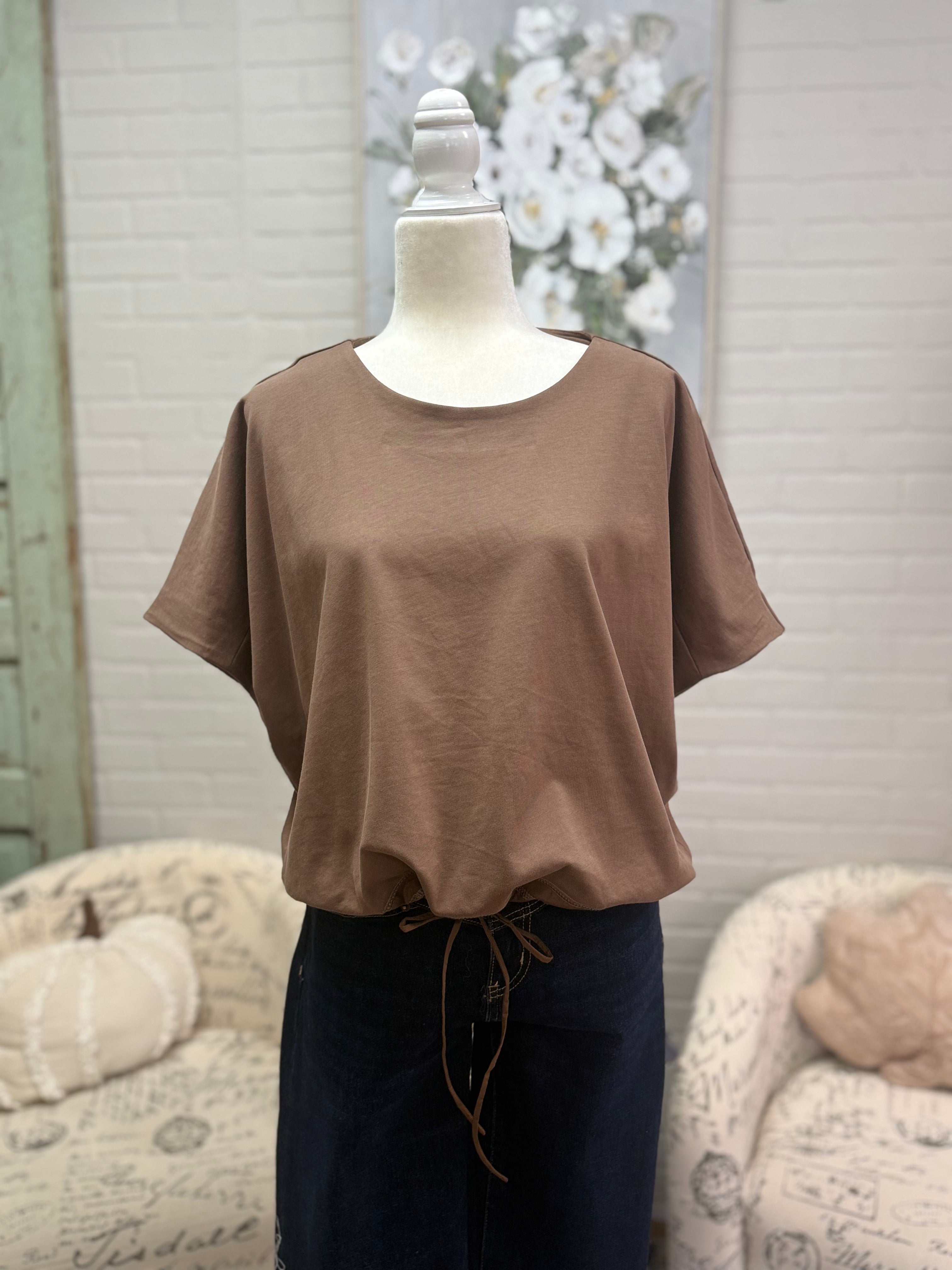 Coffee Drawstring Top
