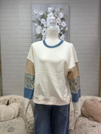 Off White Contrast Sleeve Sweatshirt