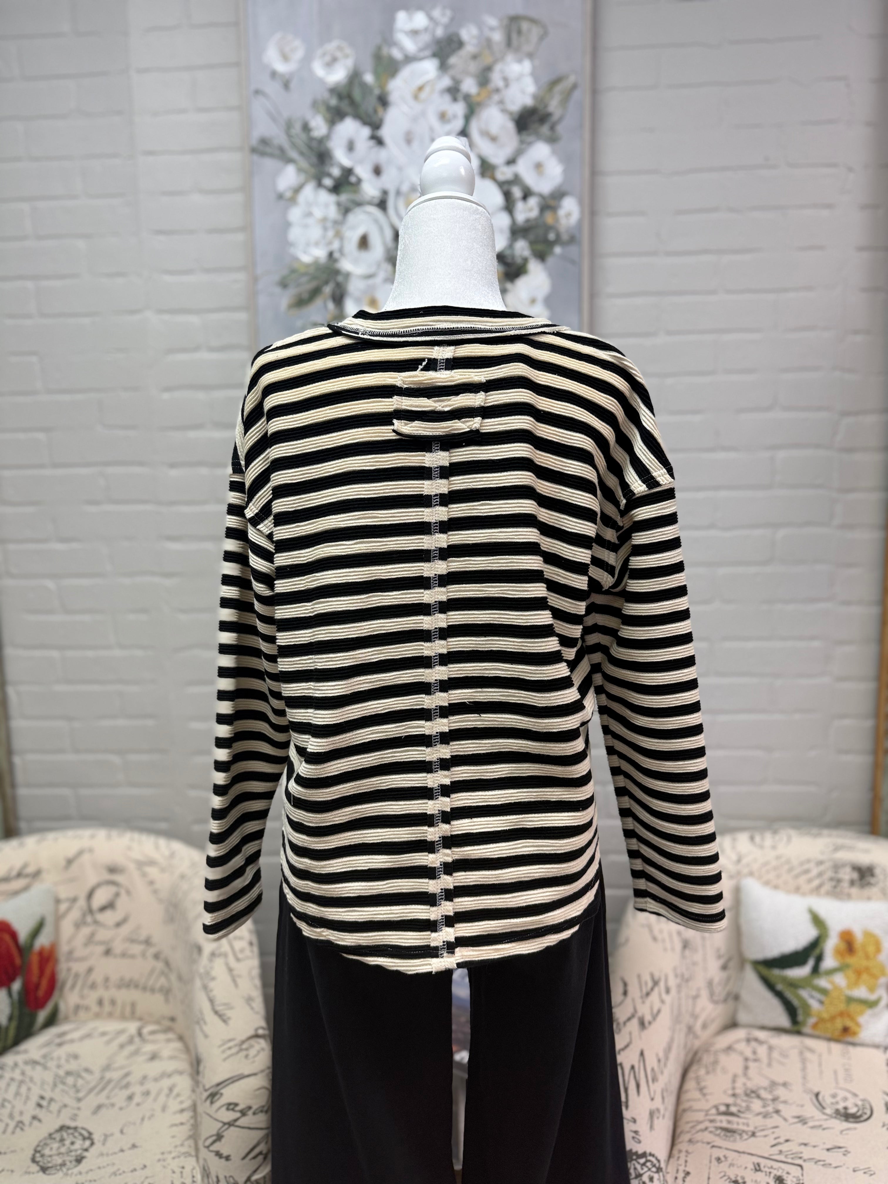 Textured Striped Knit Top
