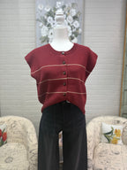 Burgandy Stripe Button Down Cardigan