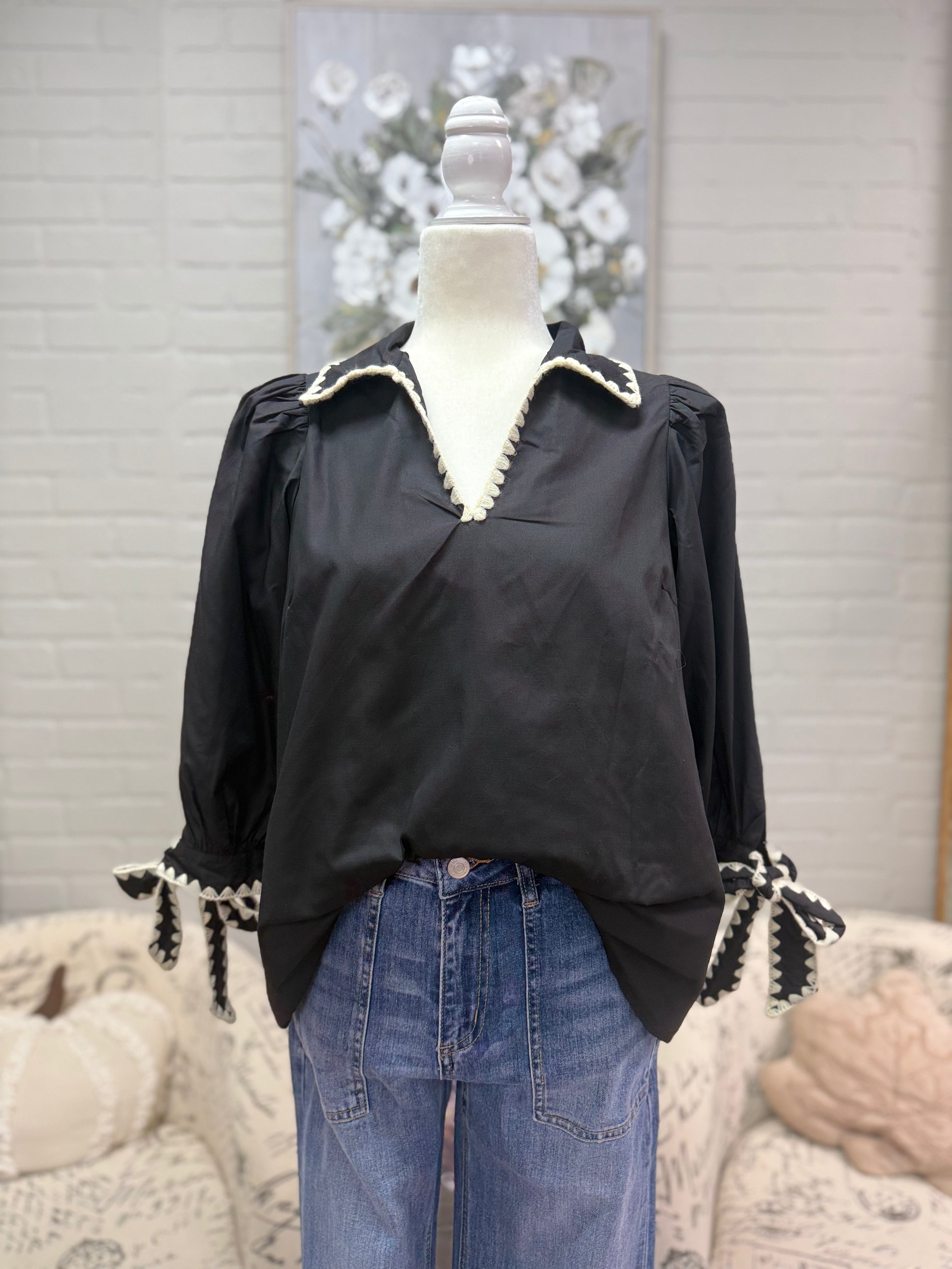 Black Tie Sleeve Top